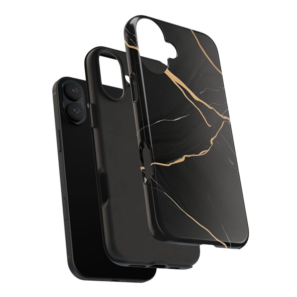 Elegant Black Marble Tough Phone Case | Stylish & Durable Protection