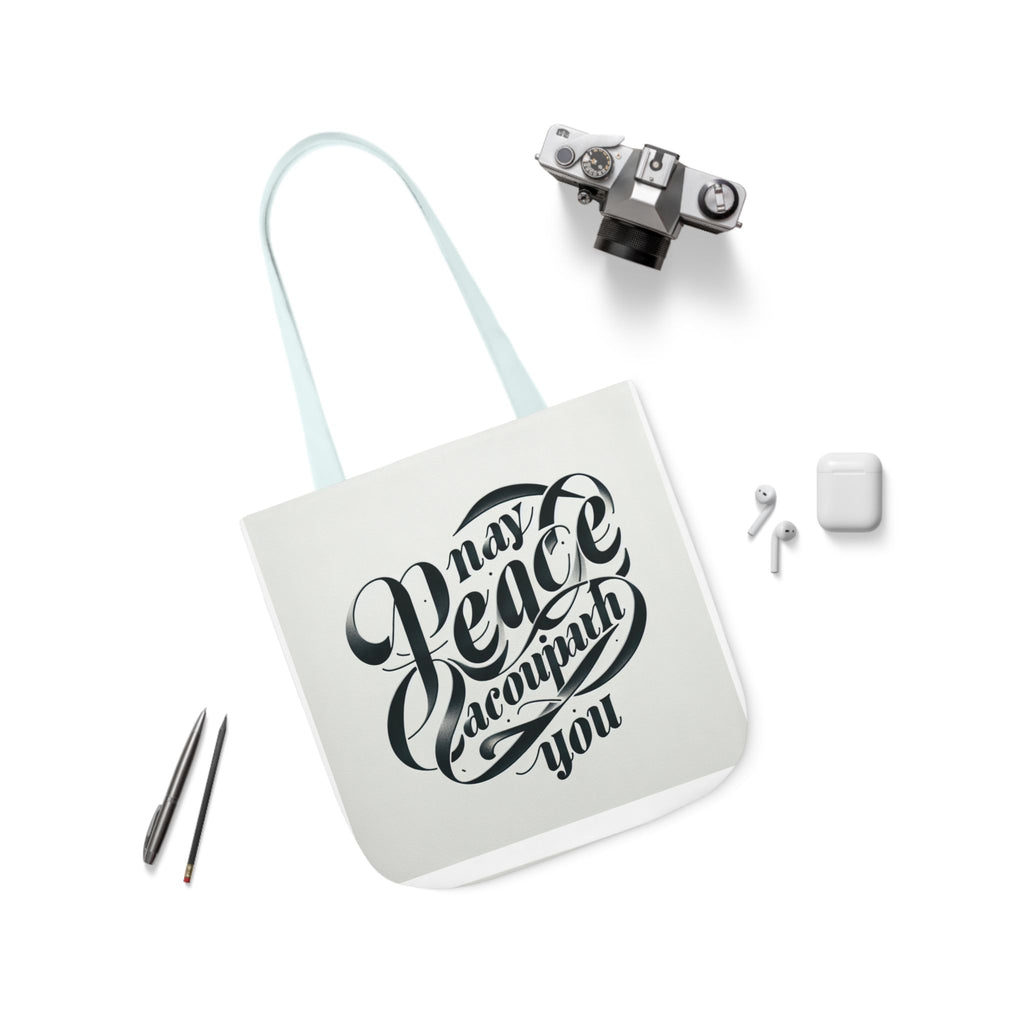Inspirational Canvas Tote Bag - 5-Color Straps with 'May Peace Accompany You'