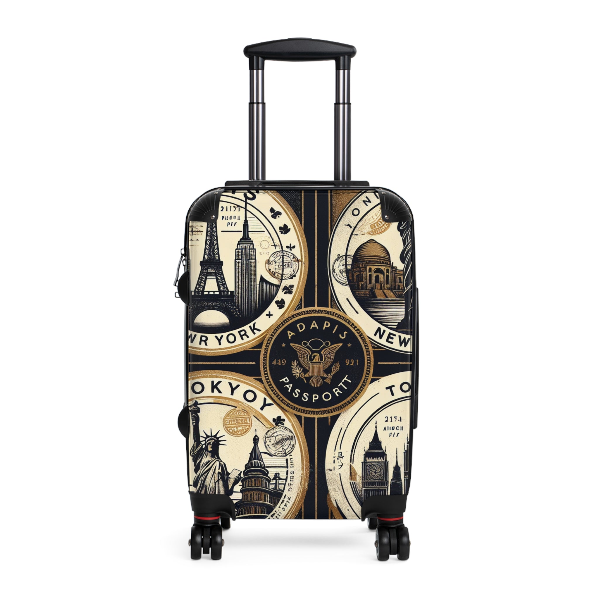 Vintage Travel-Themed Suitcase with Passport Design