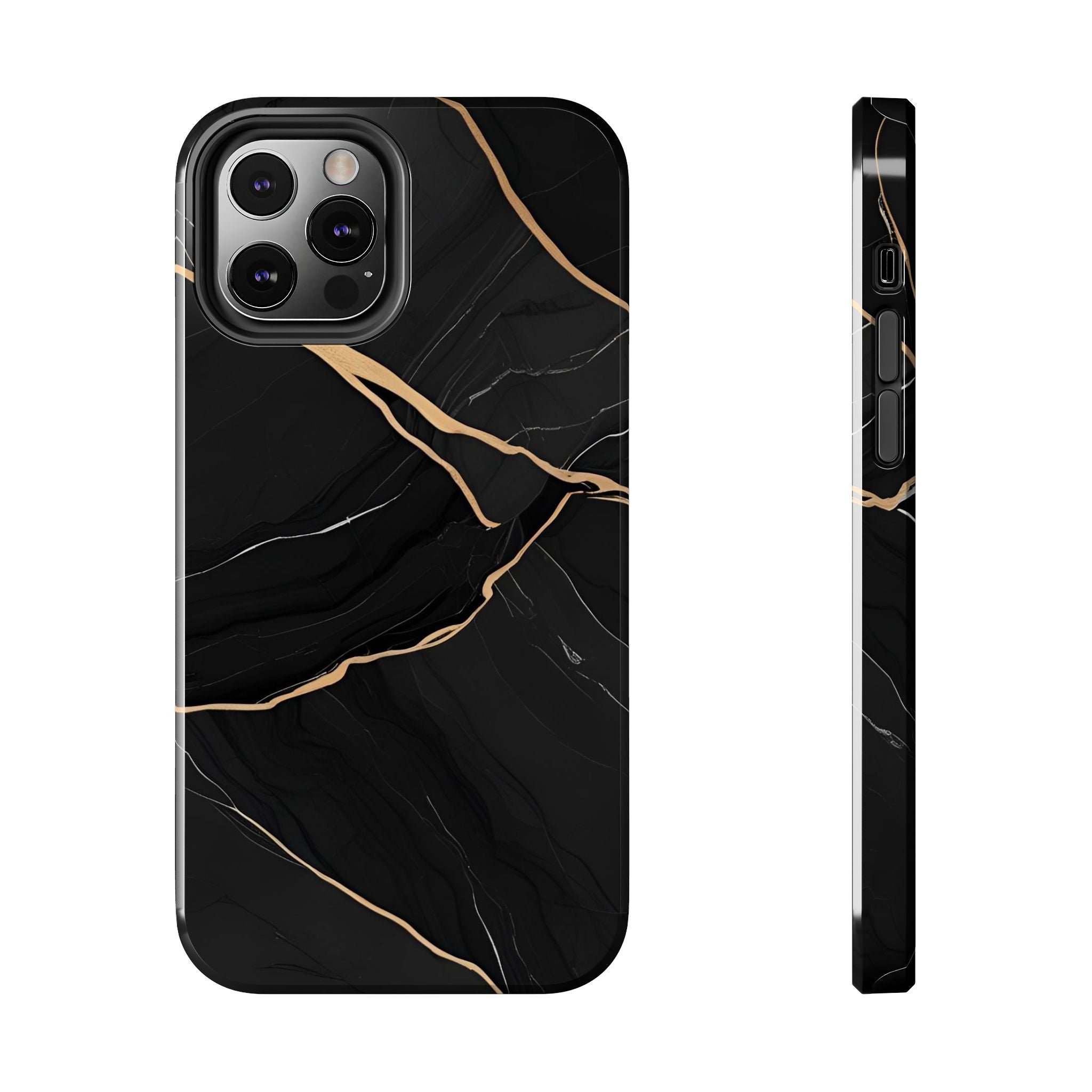 Elegant Black Marble Tough Phone Case | Stylish & Durable Protection
