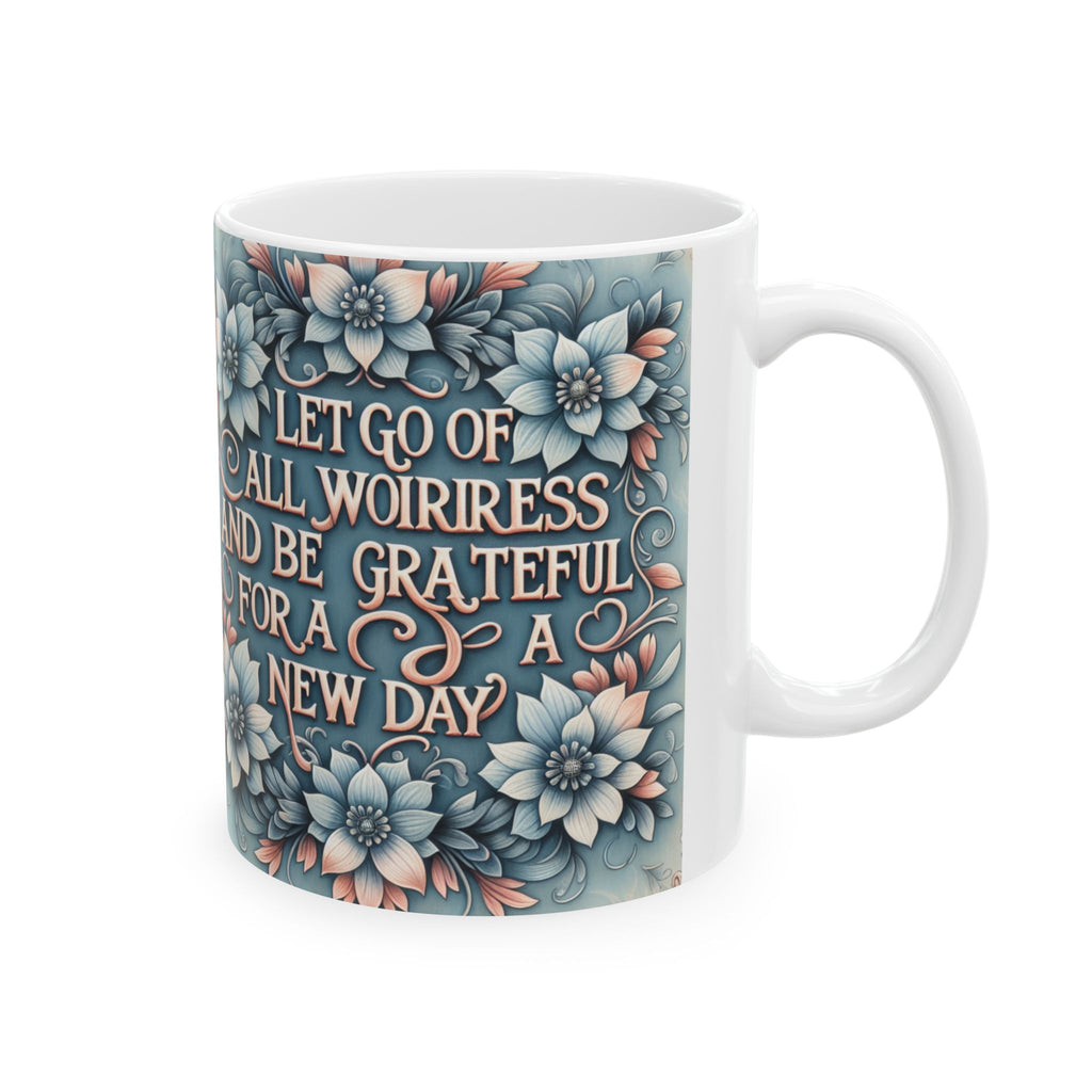 Grateful Floral Ceramic Mug - 11oz & 15oz Coffee Cup for Daily Inspiration