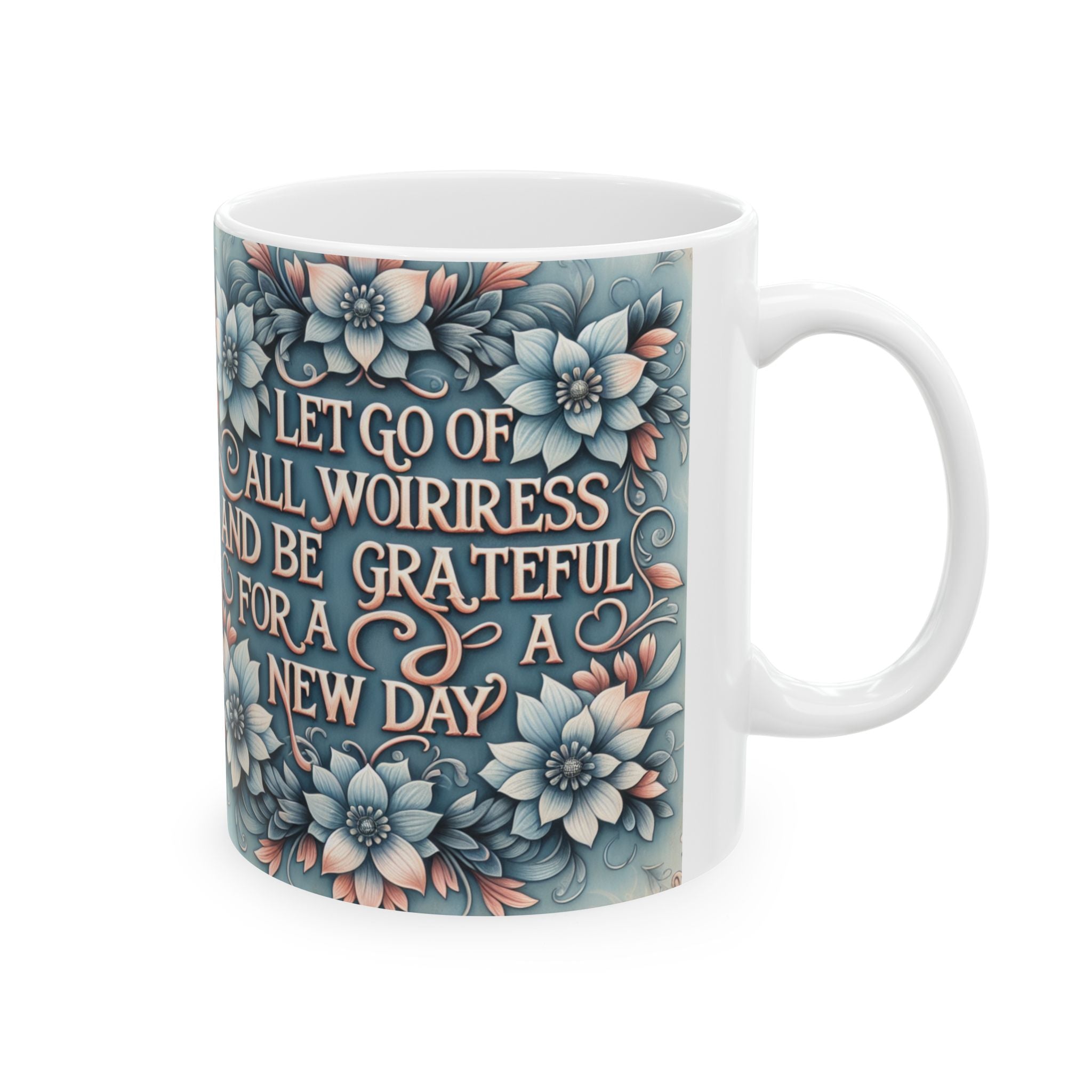 Grateful Floral Ceramic Mug - 11oz & 15oz Coffee Cup for Daily Inspiration