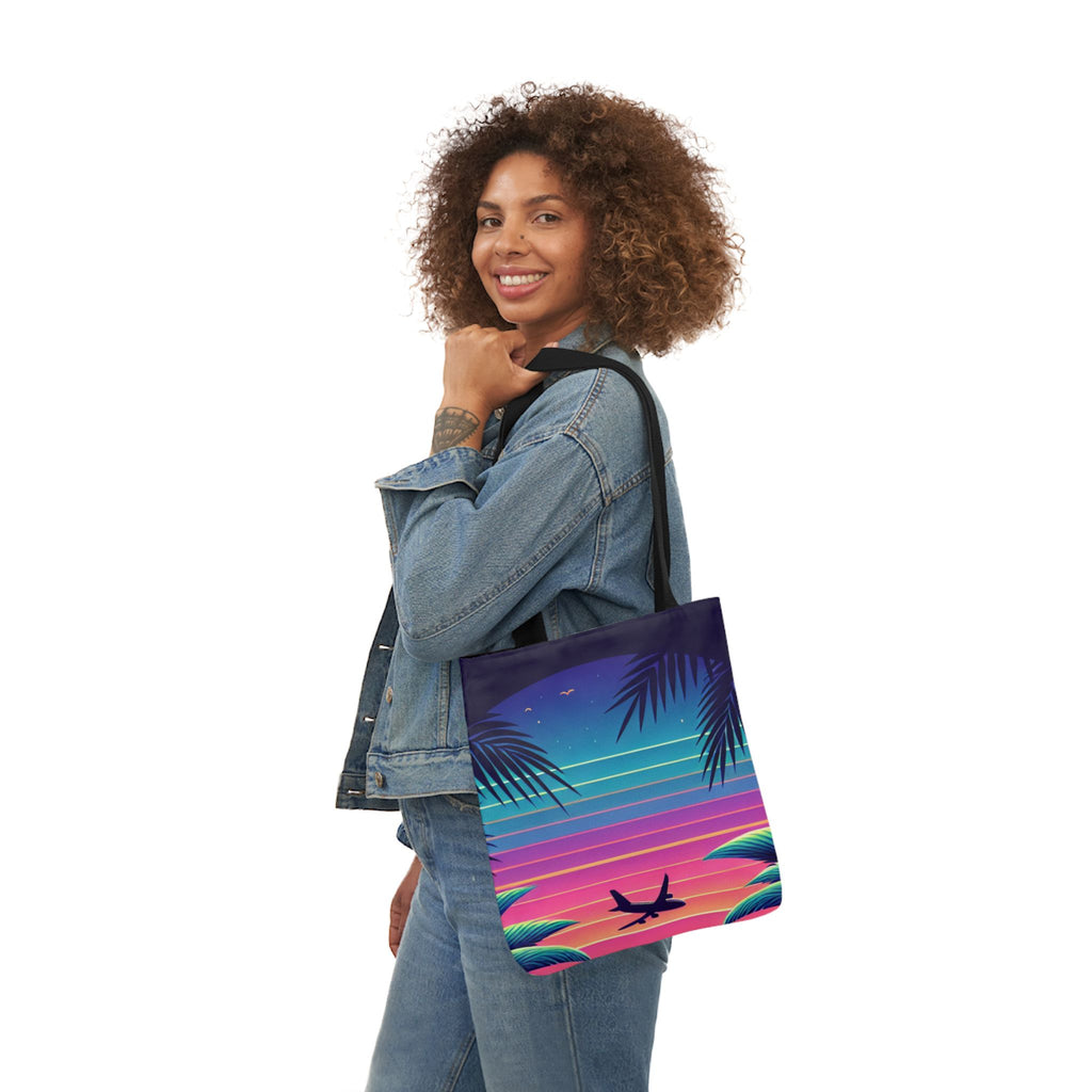 Tropical Sunset Canvas Tote Bag with 5-Color Straps