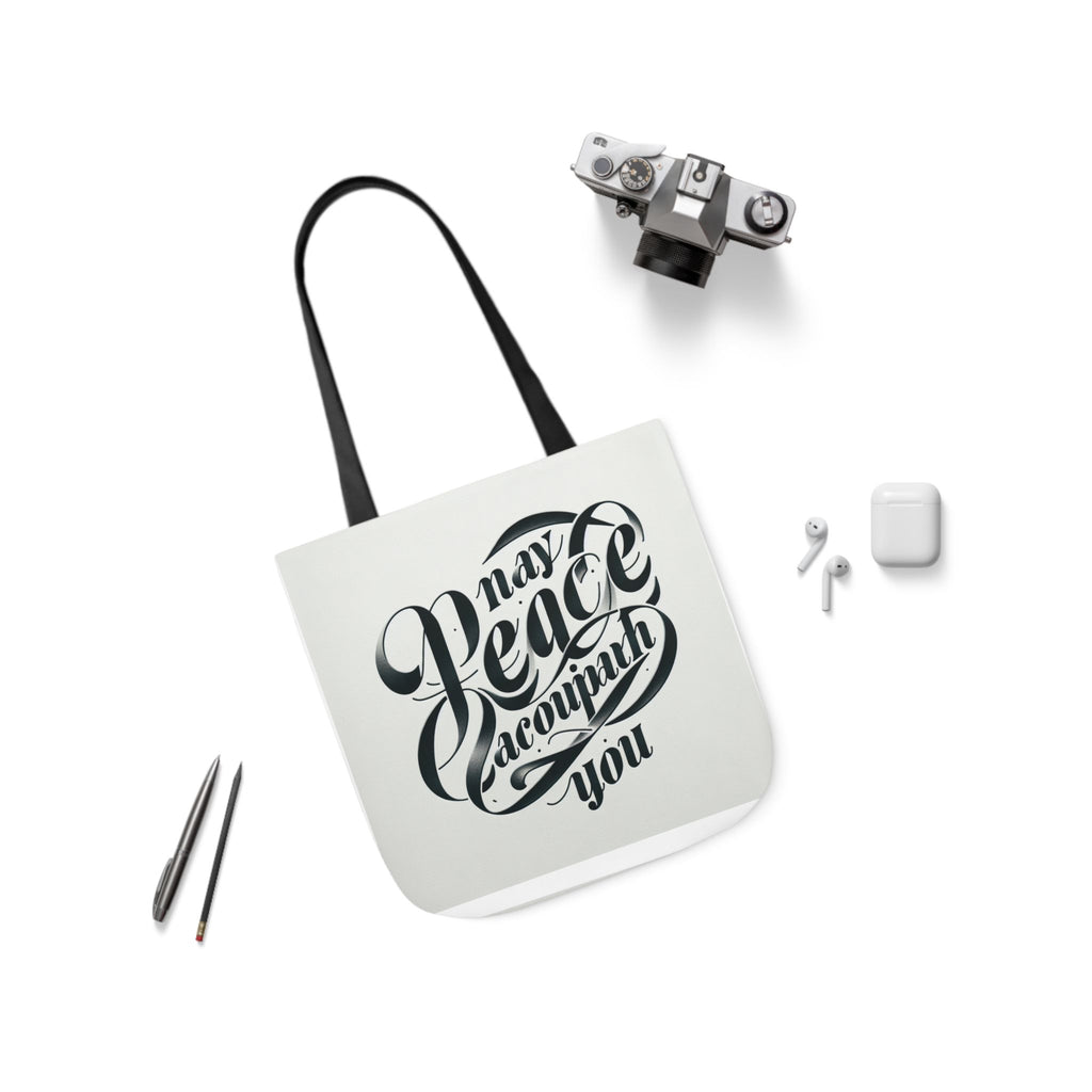 Inspirational Canvas Tote Bag - 5-Color Straps with 'May Peace Accompany You'