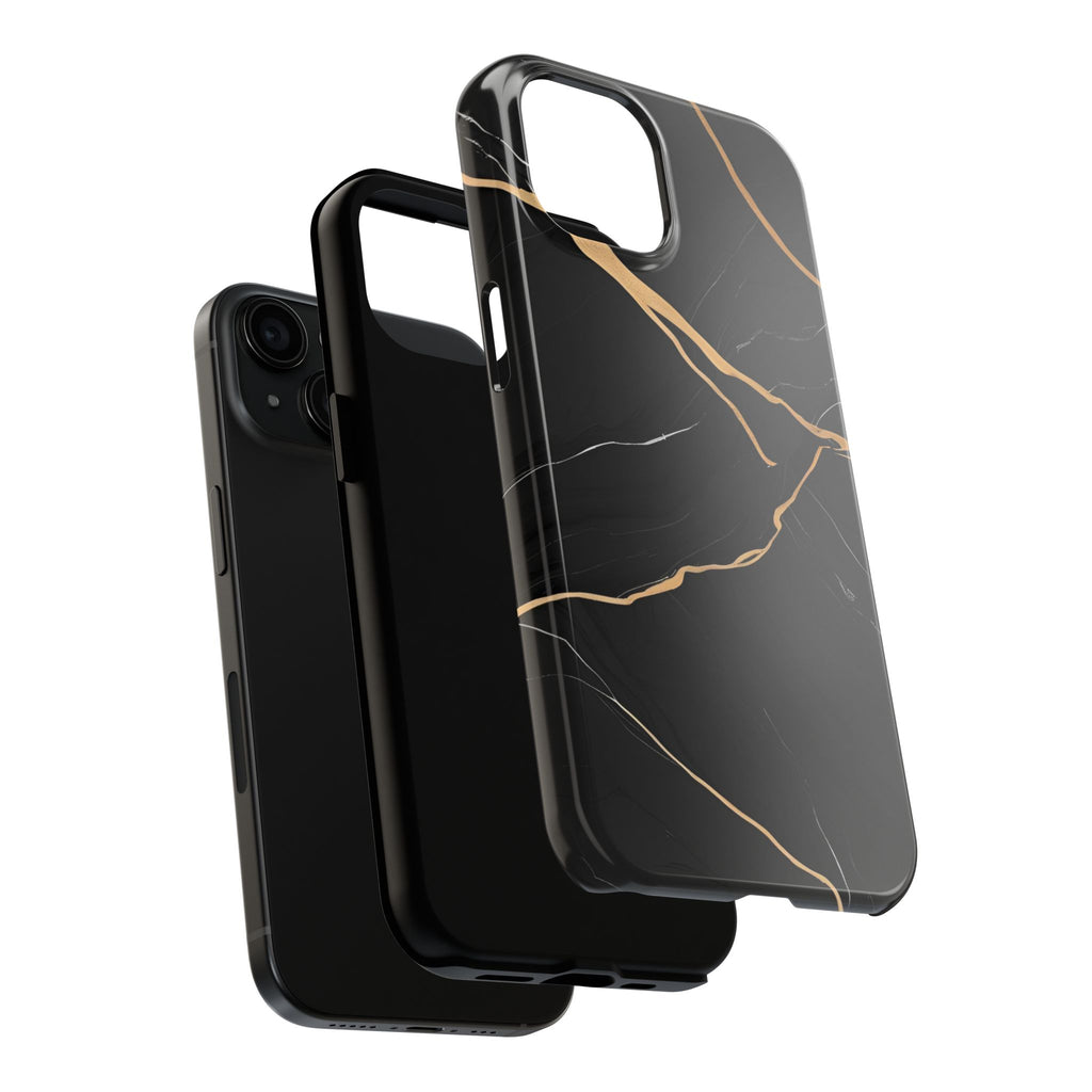 Elegant Black Marble Tough Phone Case | Stylish & Durable Protection