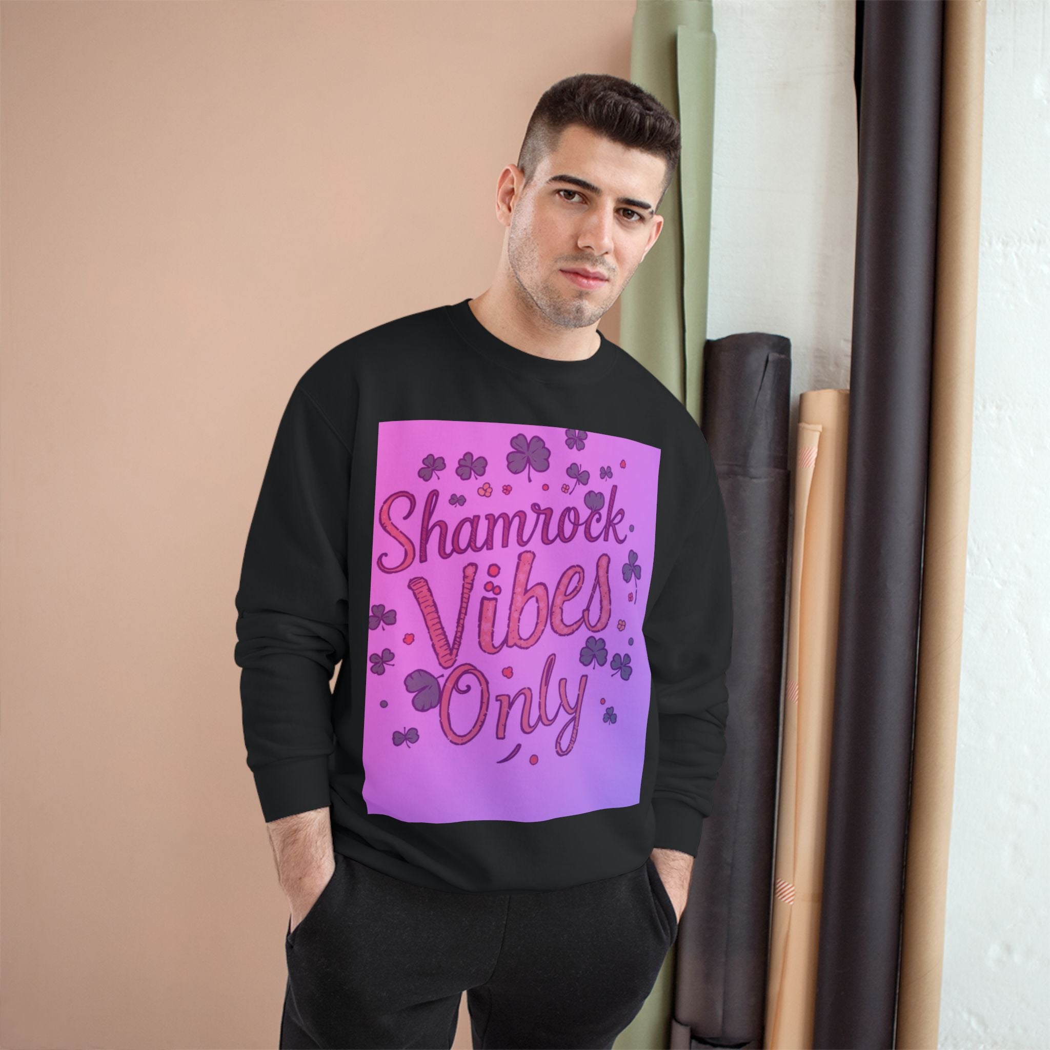 Shamrock Vibes Only Champion Sweatshirt - Perfect for St. Patrick's Day Celebrations