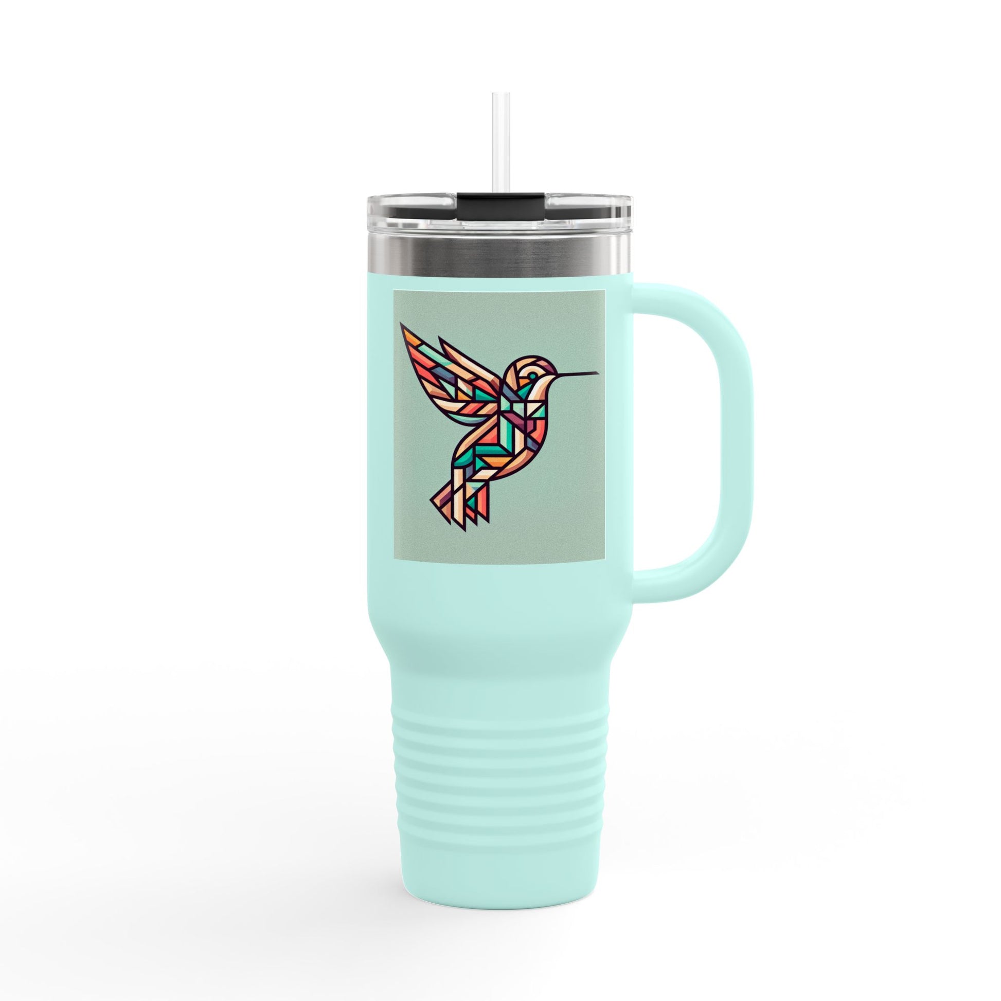 Colorful Hummingbird Insulated Travel Mug - 40oz Coffee Cup for Nature Lovers