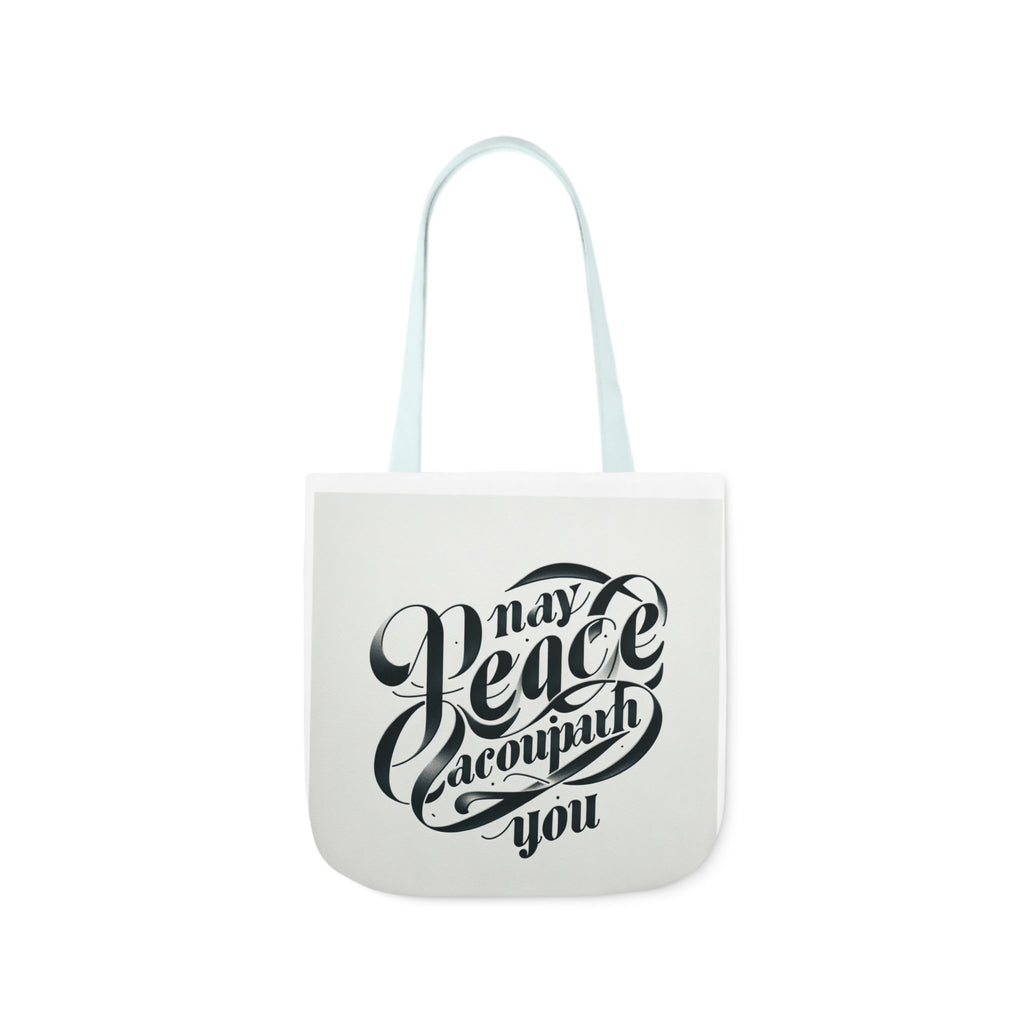 Inspirational Canvas Tote Bag - 5-Color Straps with 'May Peace Accompany You'