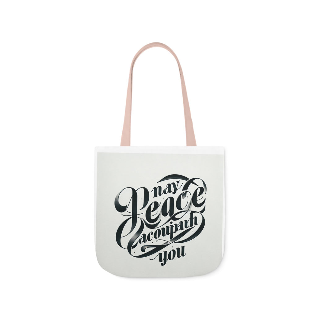 Inspirational Canvas Tote Bag - 5-Color Straps with 'May Peace Accompany You'