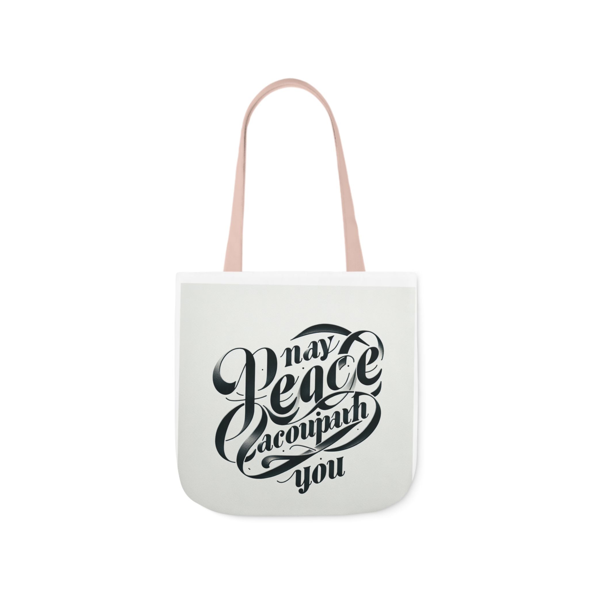 Inspirational Canvas Tote Bag - 5-Color Straps with 'May Peace Accompany You'