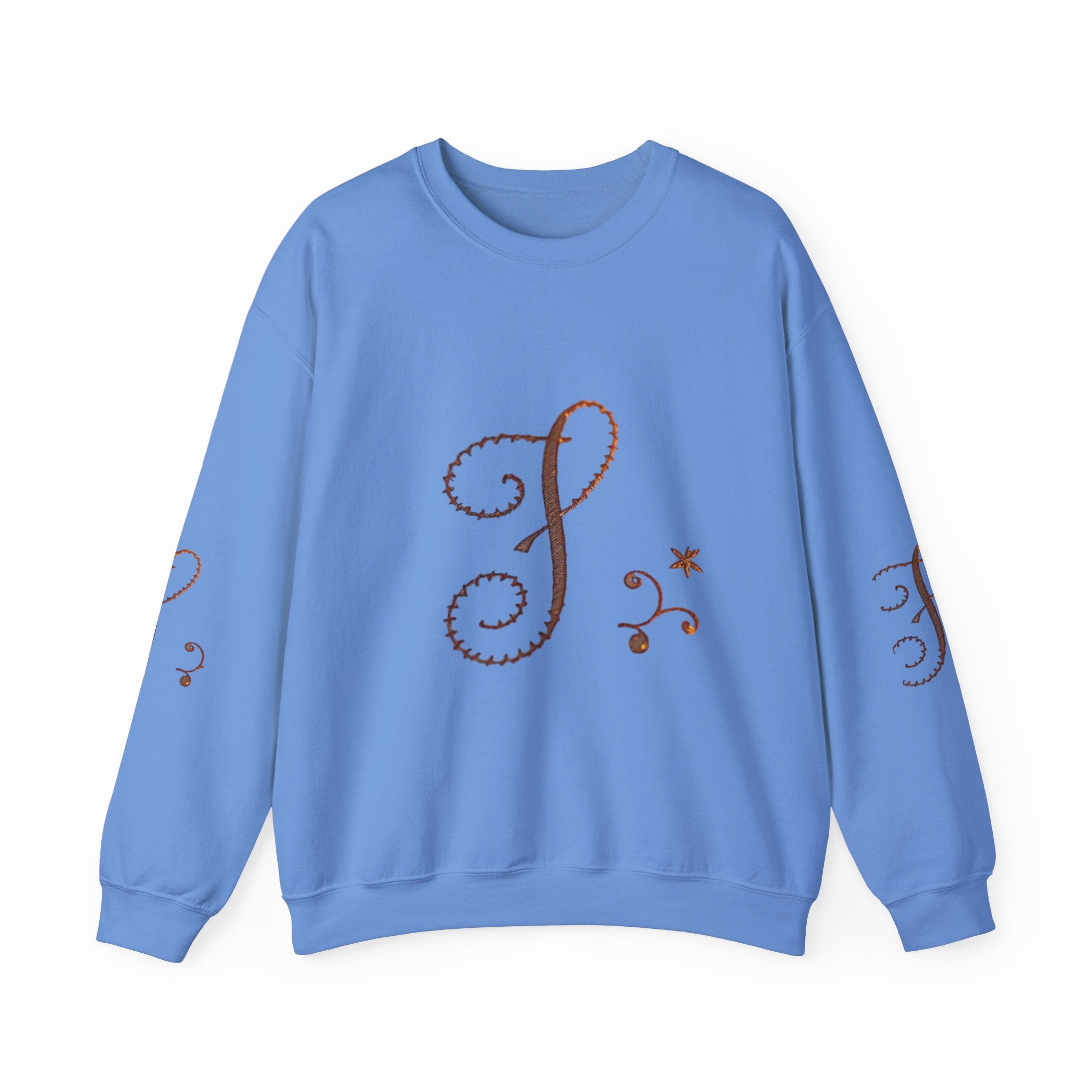 Boho-Chic Unisex Crewneck Sweatshirt with Elegant Embroidery
