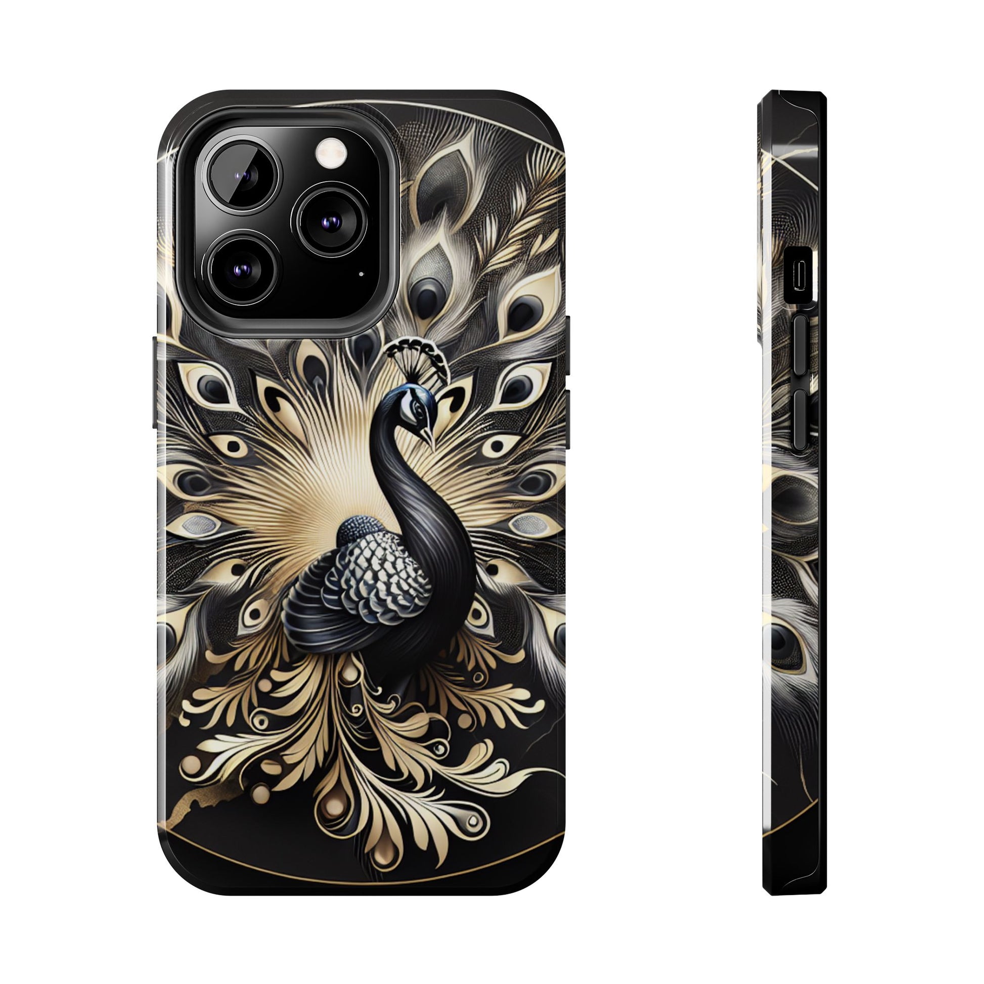 Elegant Peacock Tough Phone Case - Stylish and Durable Protection