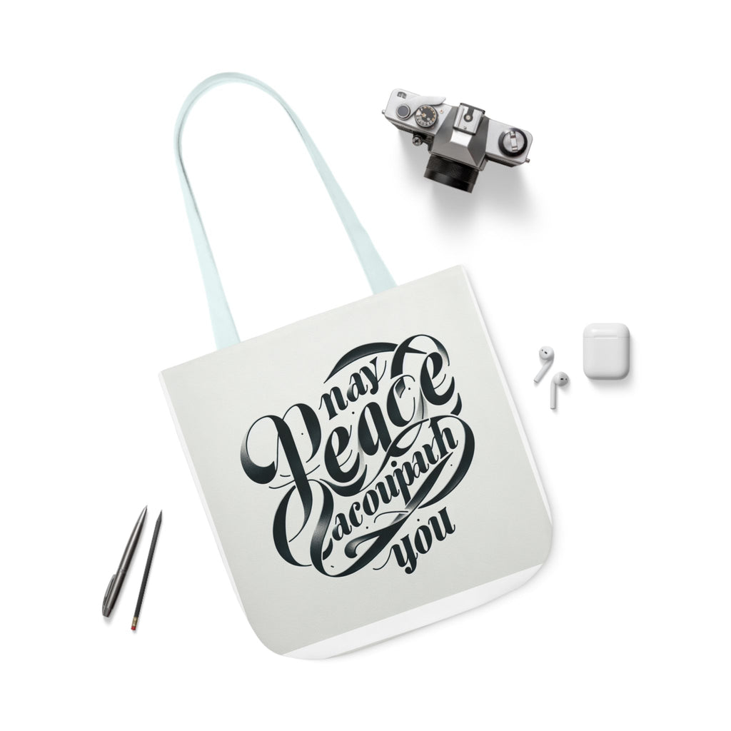 Inspirational Canvas Tote Bag - 5-Color Straps with 'May Peace Accompany You'