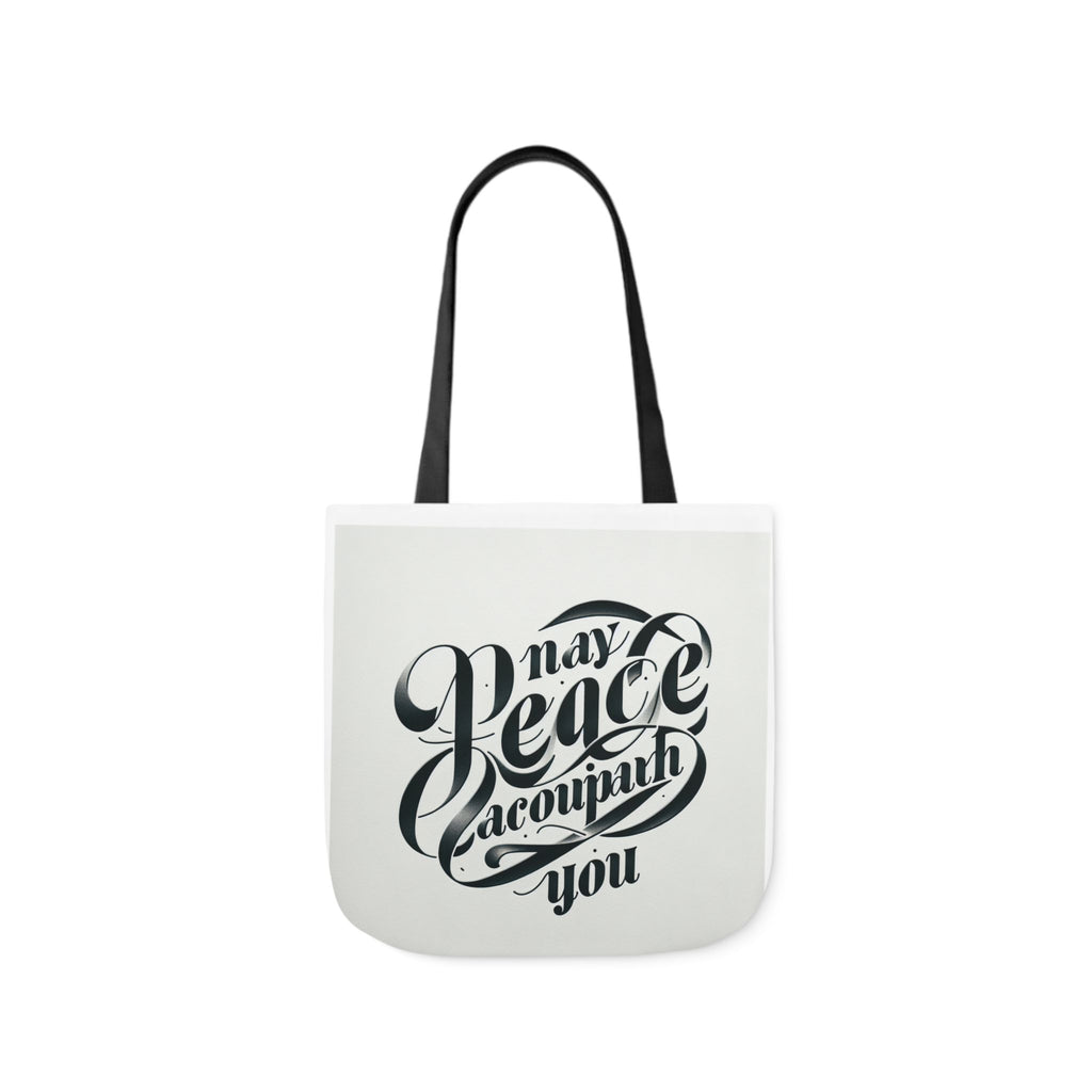 Inspirational Canvas Tote Bag - 5-Color Straps with 'May Peace Accompany You'