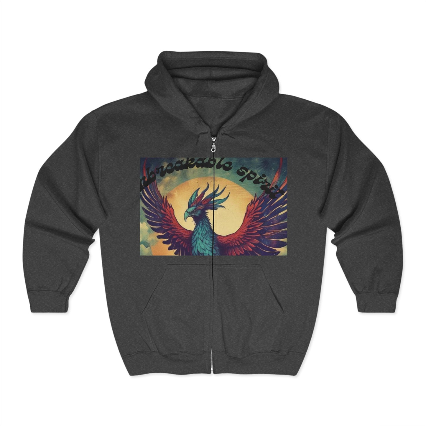 Unisex Heavy Blend™ Full Zip Hooded Sweatshirt - "Unbreakable Spirit" Graphic Hoodie