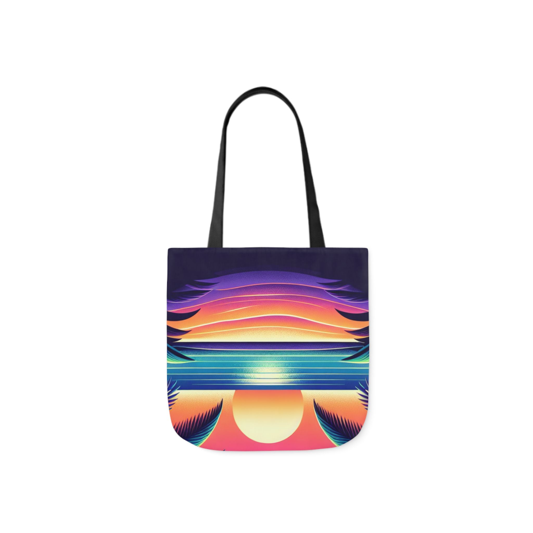 Tropical Sunset Canvas Tote Bag with 5-Color Straps
