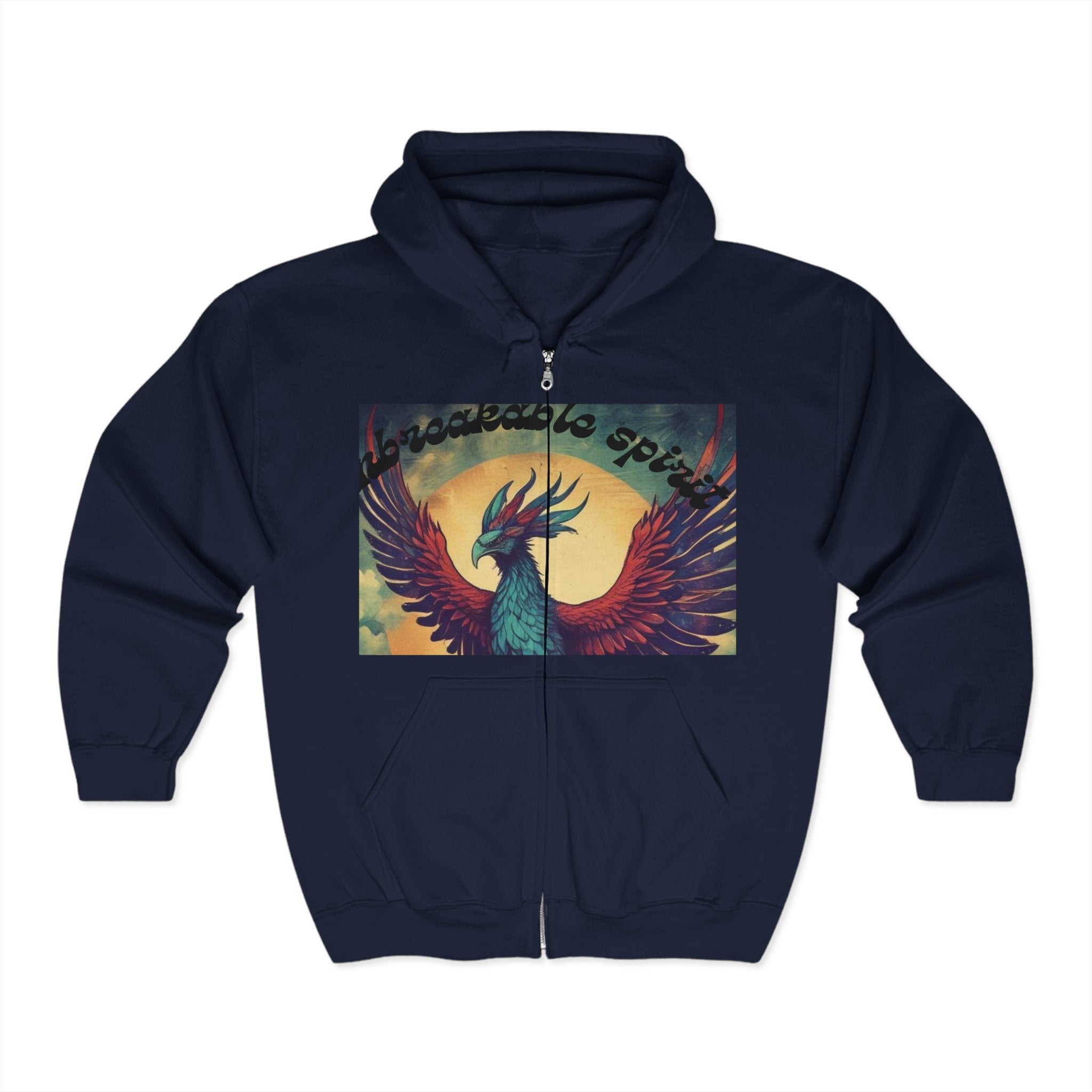 Unisex Heavy Blend™ Full Zip Hooded Sweatshirt - "Unbreakable Spirit" Graphic Hoodie