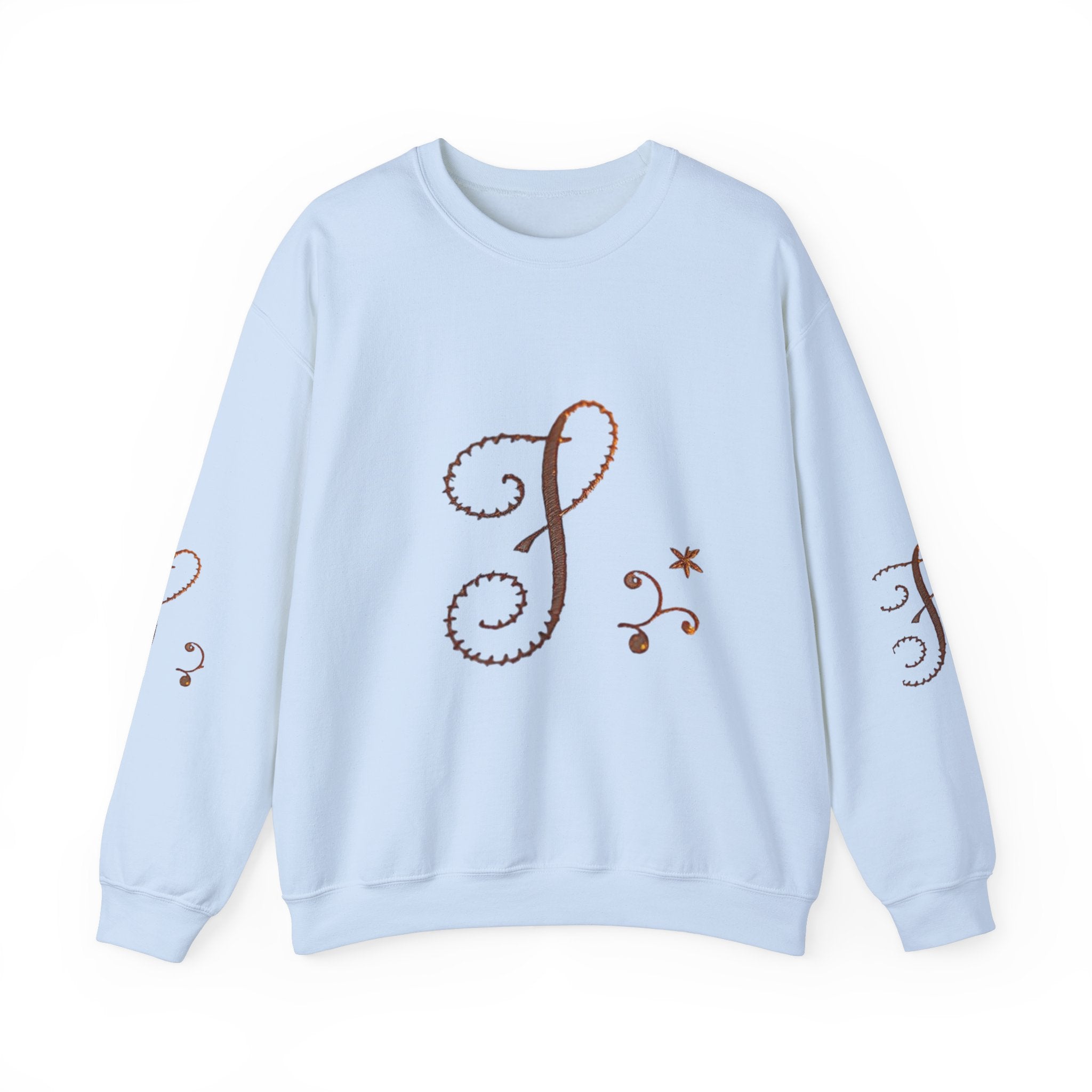 Boho-Chic Unisex Crewneck Sweatshirt with Elegant Embroidery