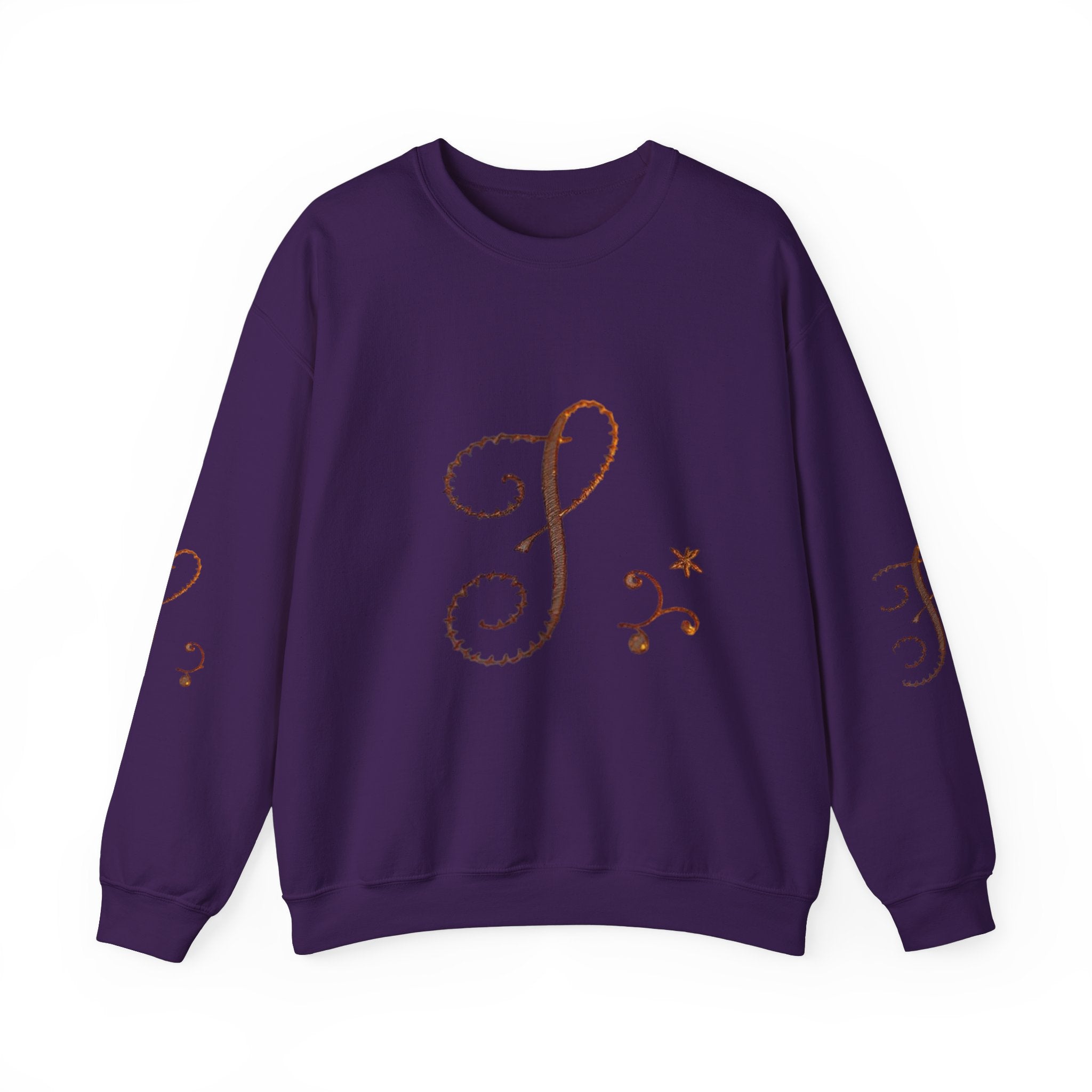 Boho-Chic Unisex Crewneck Sweatshirt with Elegant Embroidery