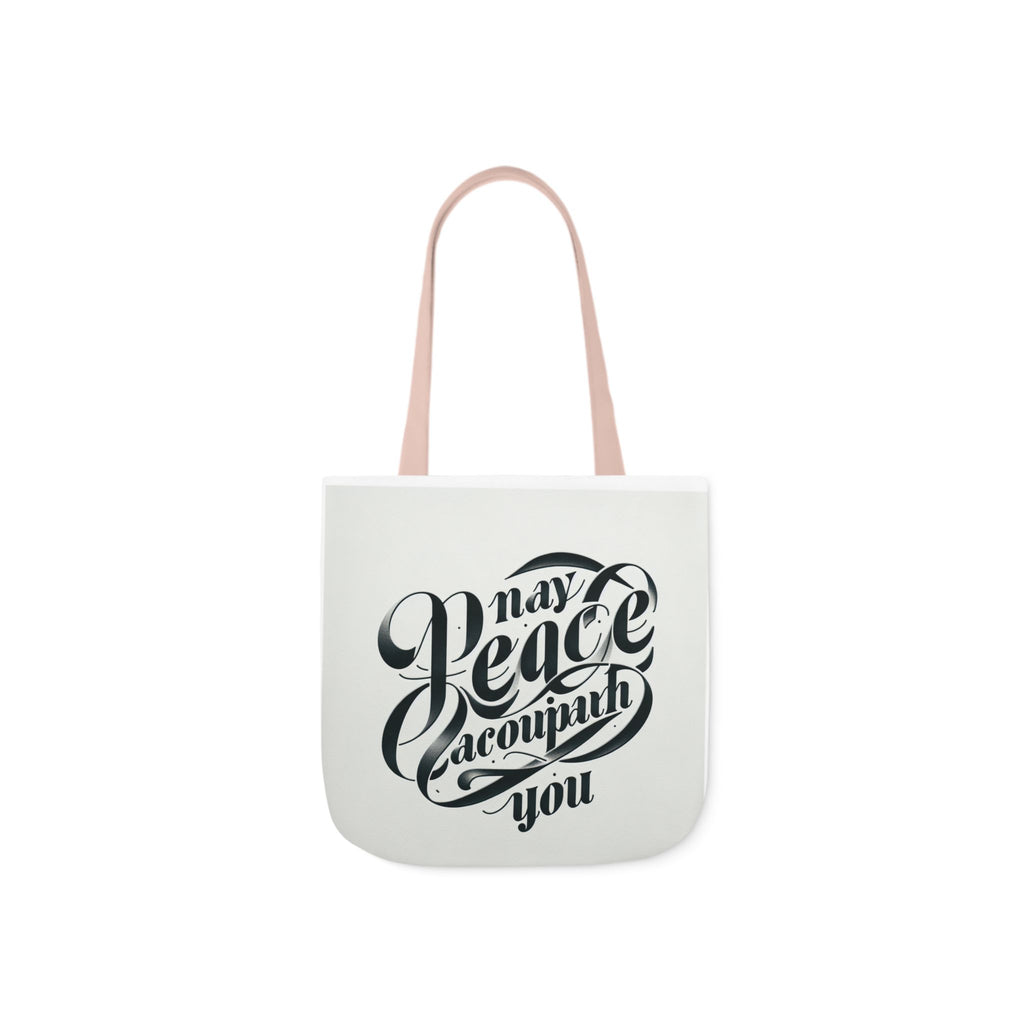 Inspirational Canvas Tote Bag - 5-Color Straps with 'May Peace Accompany You'