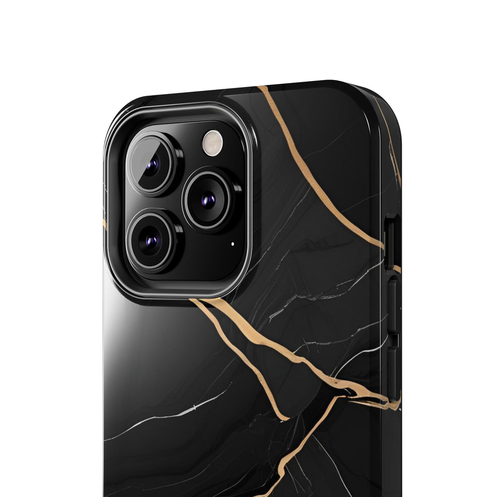 Elegant Black Marble Tough Phone Case | Stylish & Durable Protection
