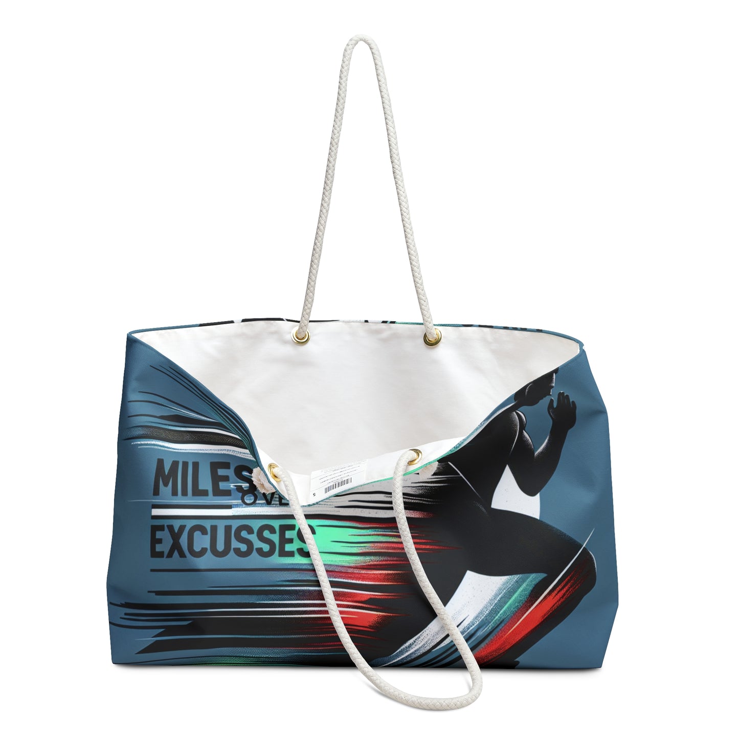 Motivational Weekender Bag - "Miles Over Excuses" - Perfect for Athletes & Fitness Enthusiasts