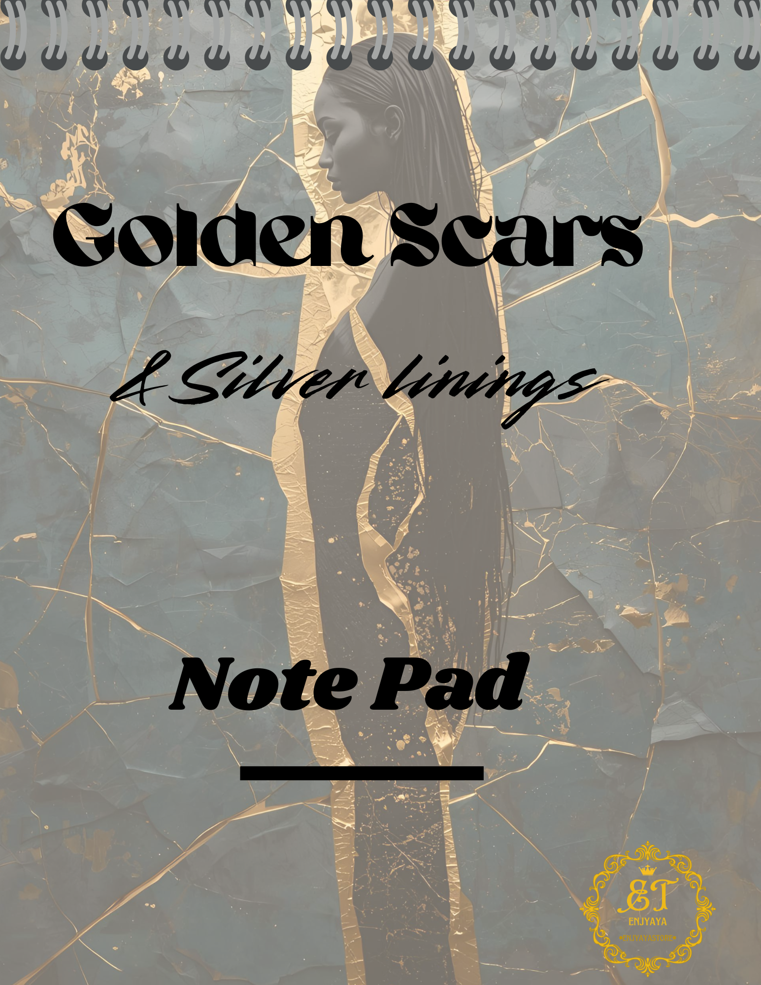 Golden Scars & Silver lining-Note Pad 130page,8.5x11in-Printable