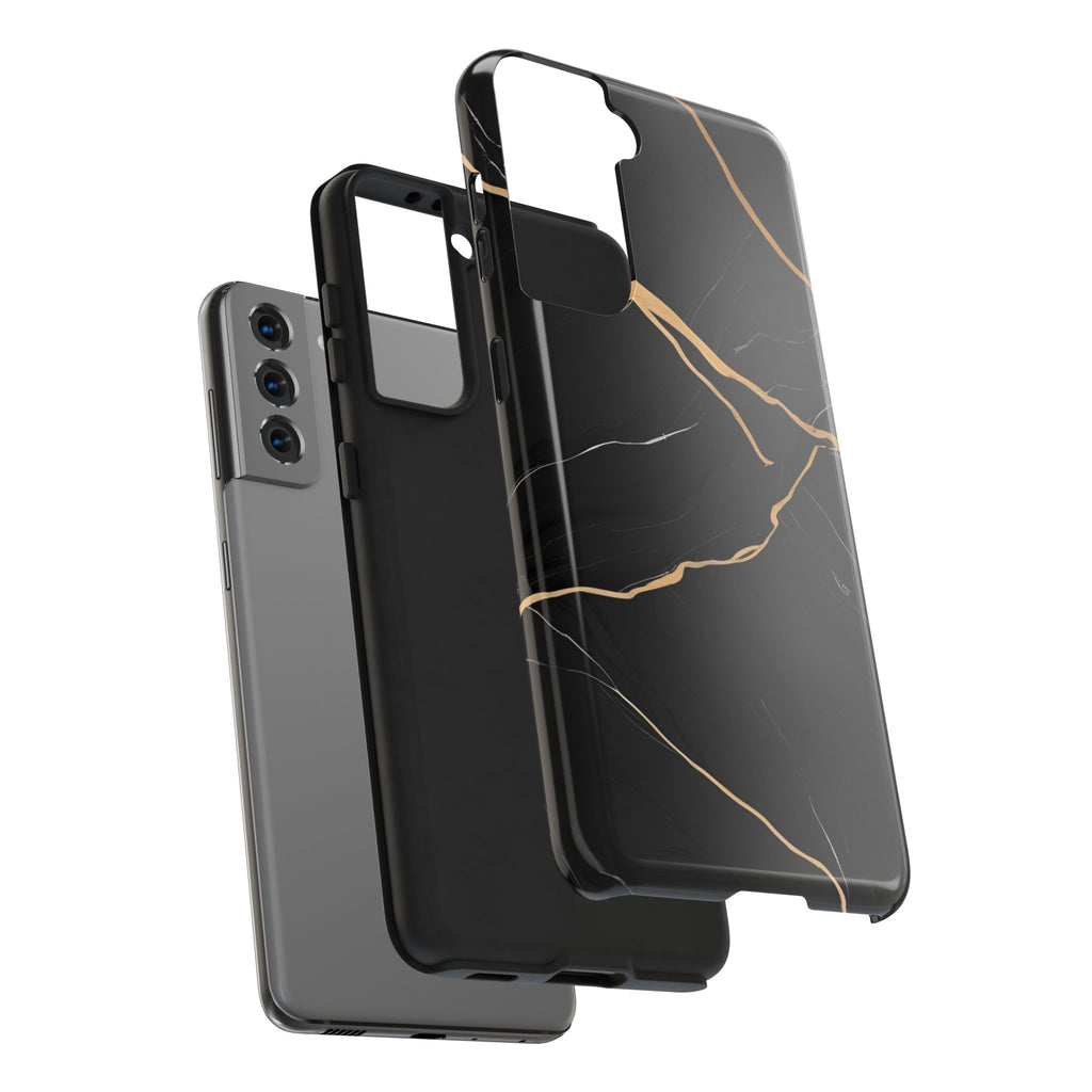 Elegant Black Marble Tough Phone Case | Stylish & Durable Protection