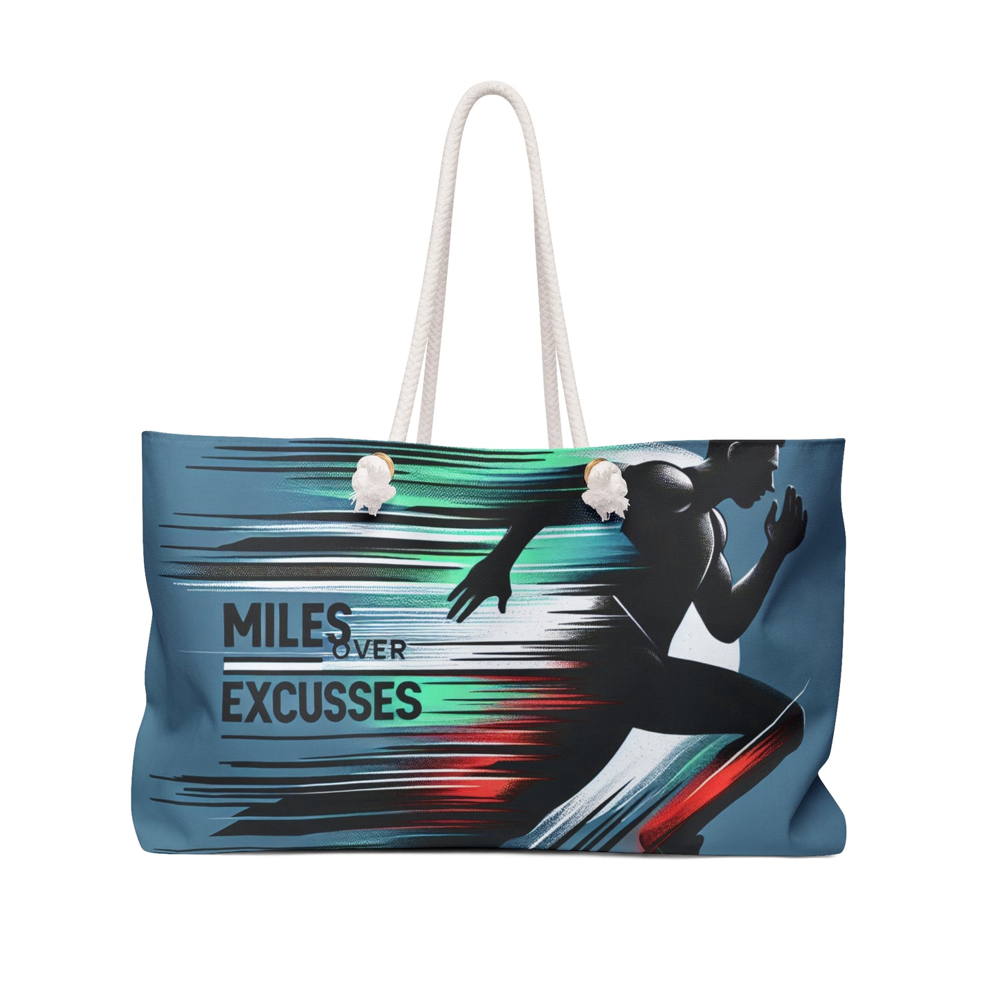 Motivational Weekender Bag - "Miles Over Excuses" - Perfect for Athletes & Fitness Enthusiasts