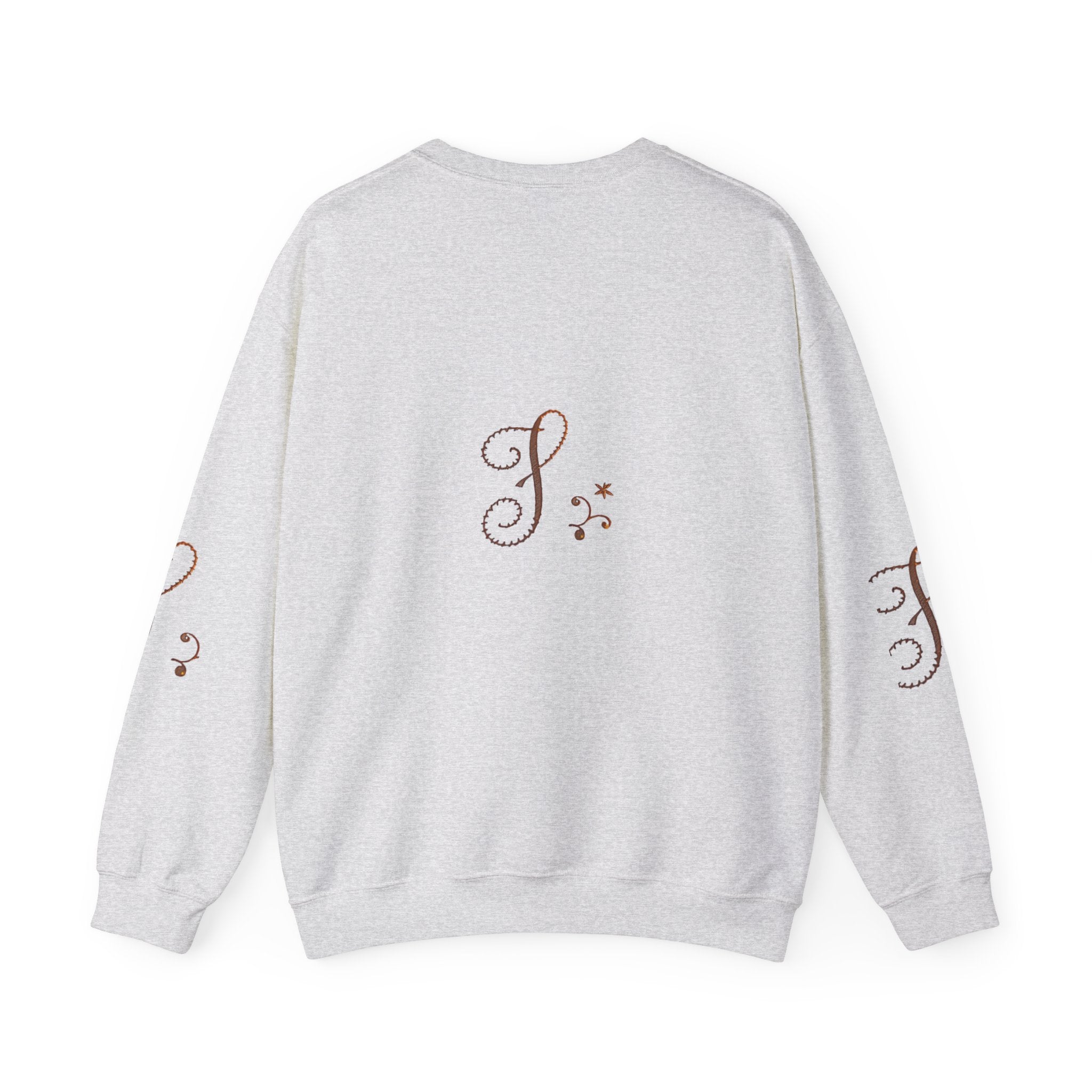 Boho-Chic Unisex Crewneck Sweatshirt with Elegant Embroidery