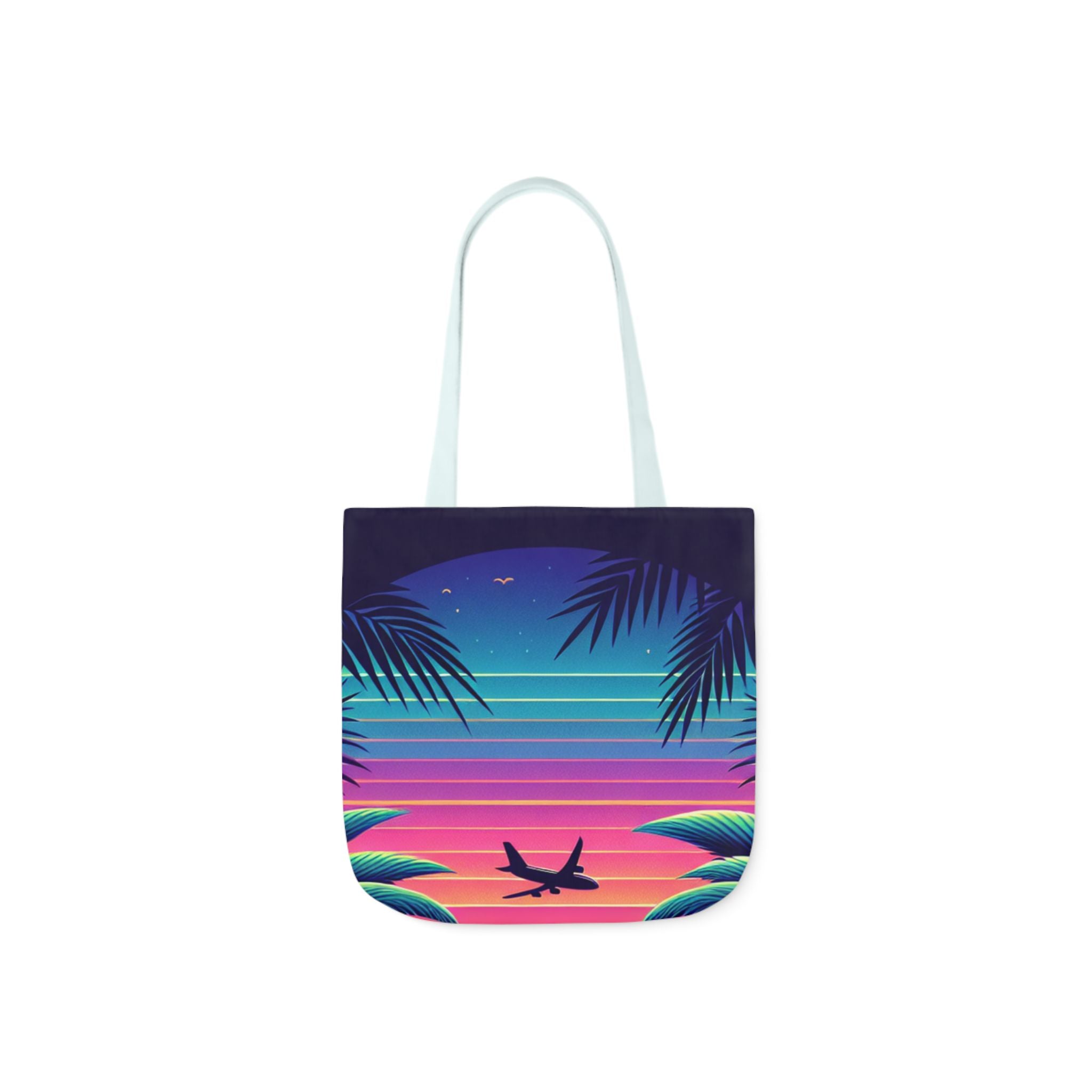 Tropical Sunset Canvas Tote Bag with 5-Color Straps