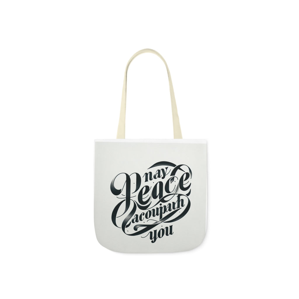 Inspirational Canvas Tote Bag - 5-Color Straps with 'May Peace Accompany You'