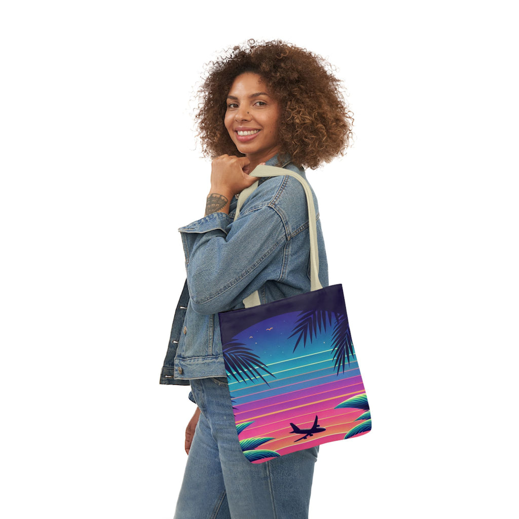 Tropical Sunset Canvas Tote Bag with 5-Color Straps