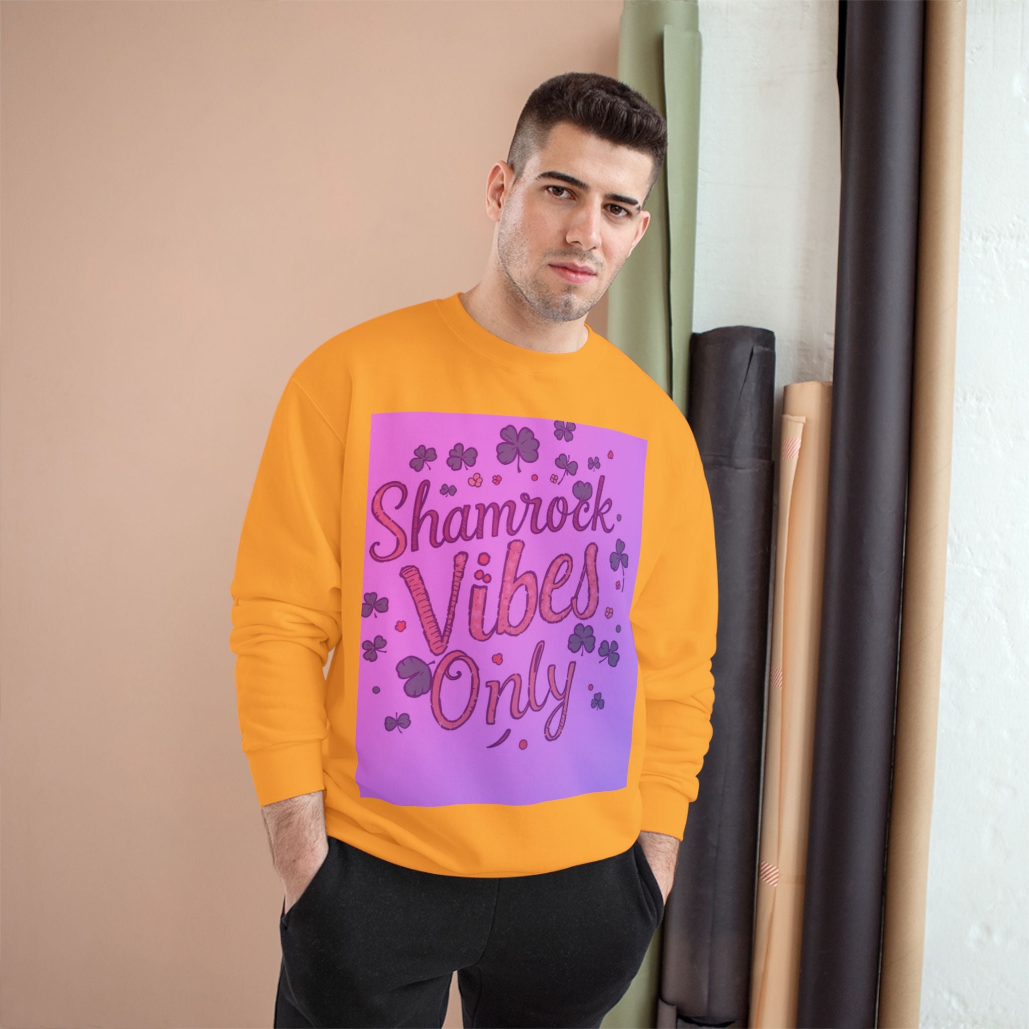 Shamrock Vibes Only Champion Sweatshirt - Perfect for St. Patrick's Day Celebrations