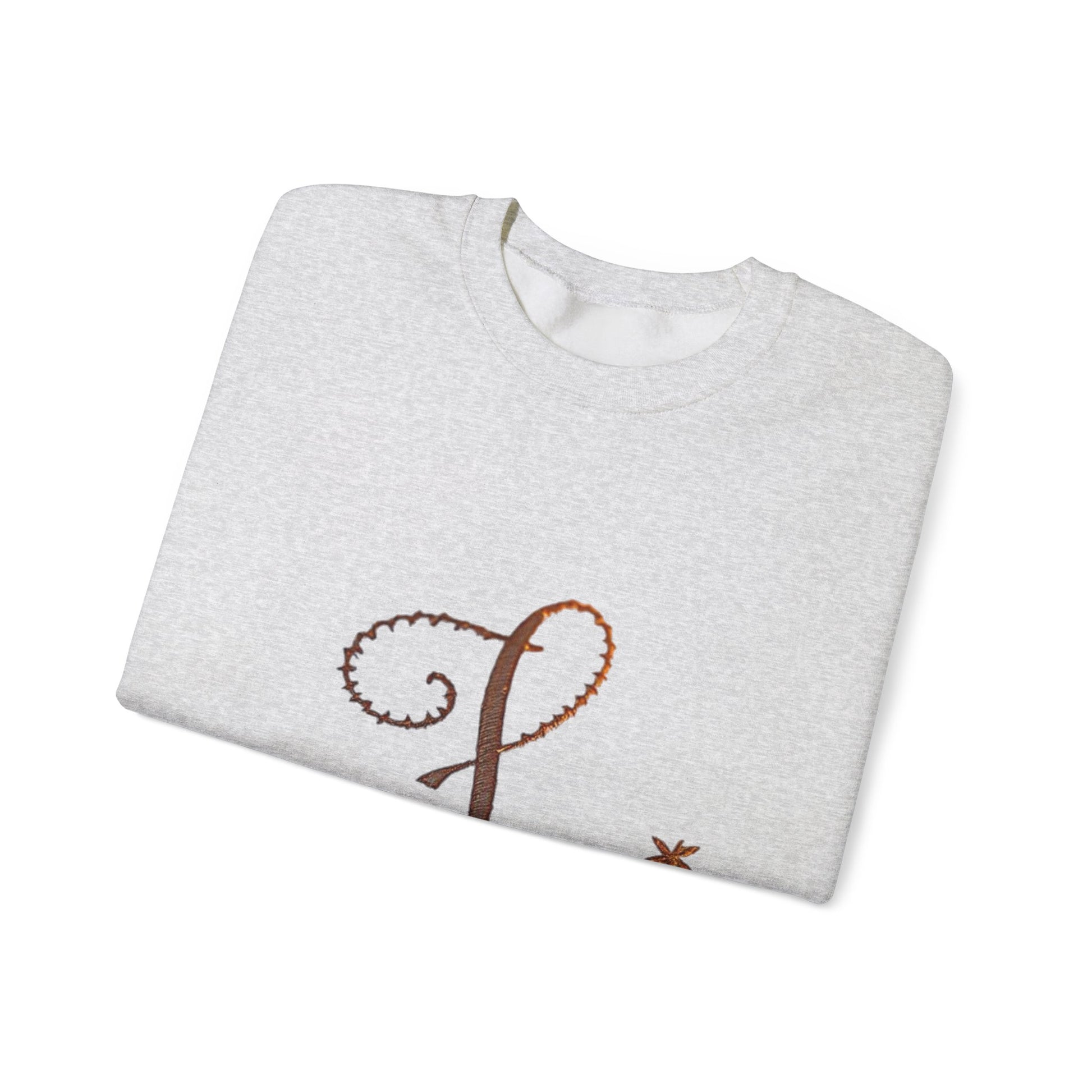 Boho-Chic Unisex Crewneck Sweatshirt with Elegant Embroidery