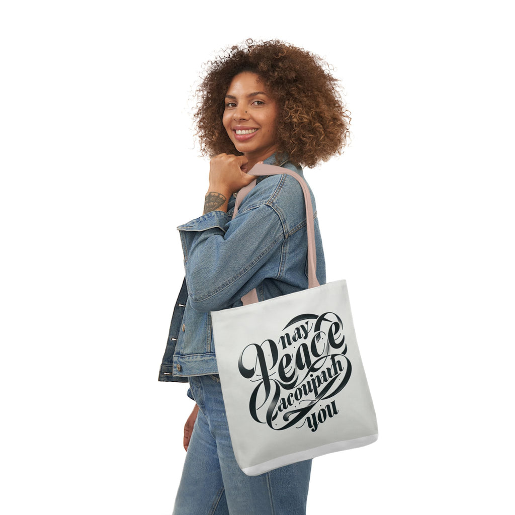 Inspirational Canvas Tote Bag - 5-Color Straps with 'May Peace Accompany You'