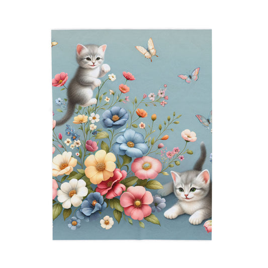 Cozy Floral Cat Velveteen Blanket - Perfect for Cat Lovers & Home Decor