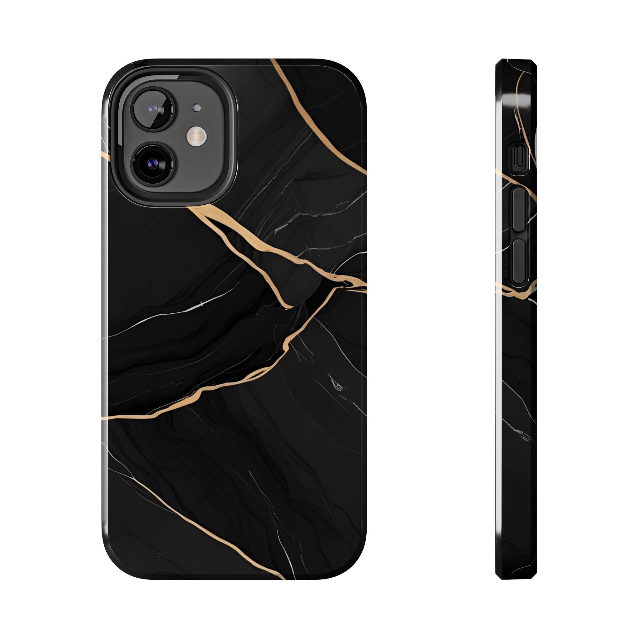 Elegant Black Marble Tough Phone Case | Stylish & Durable Protection