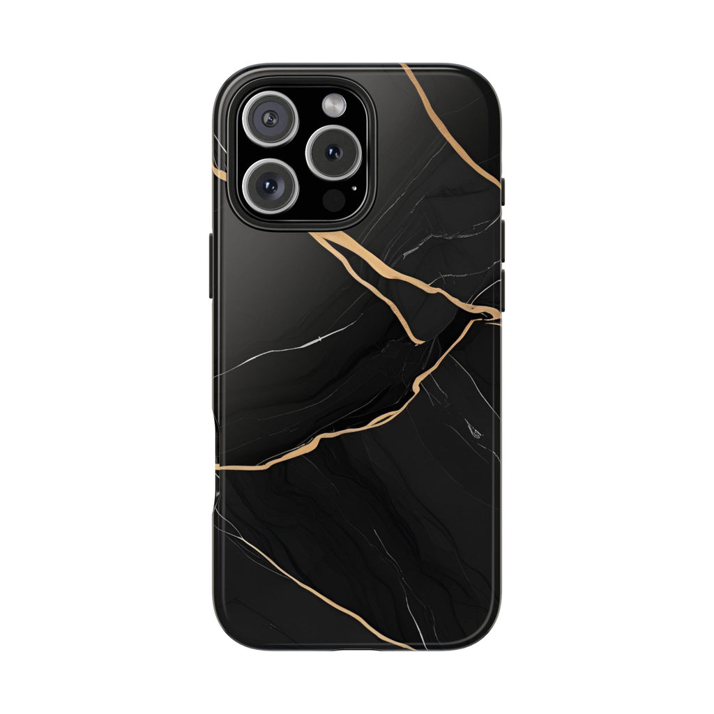 Elegant Black Marble Tough Phone Case | Stylish & Durable Protection