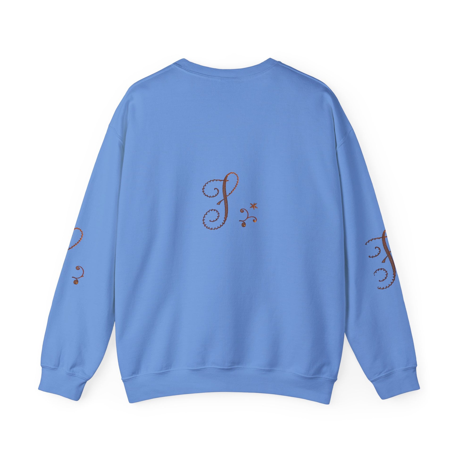 Boho-Chic Unisex Crewneck Sweatshirt with Elegant Embroidery