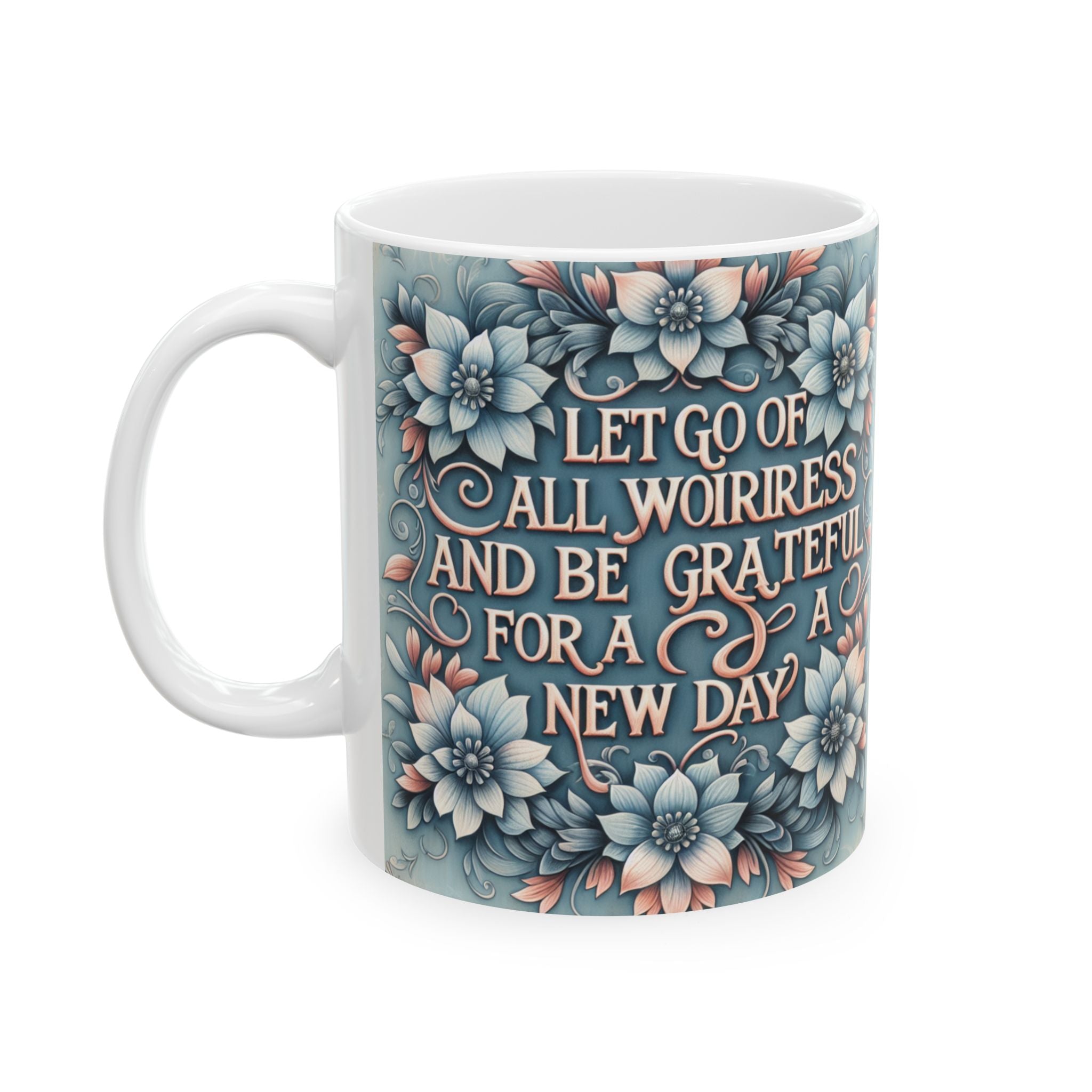 Grateful Floral Ceramic Mug - 11oz & 15oz Coffee Cup for Daily Inspiration