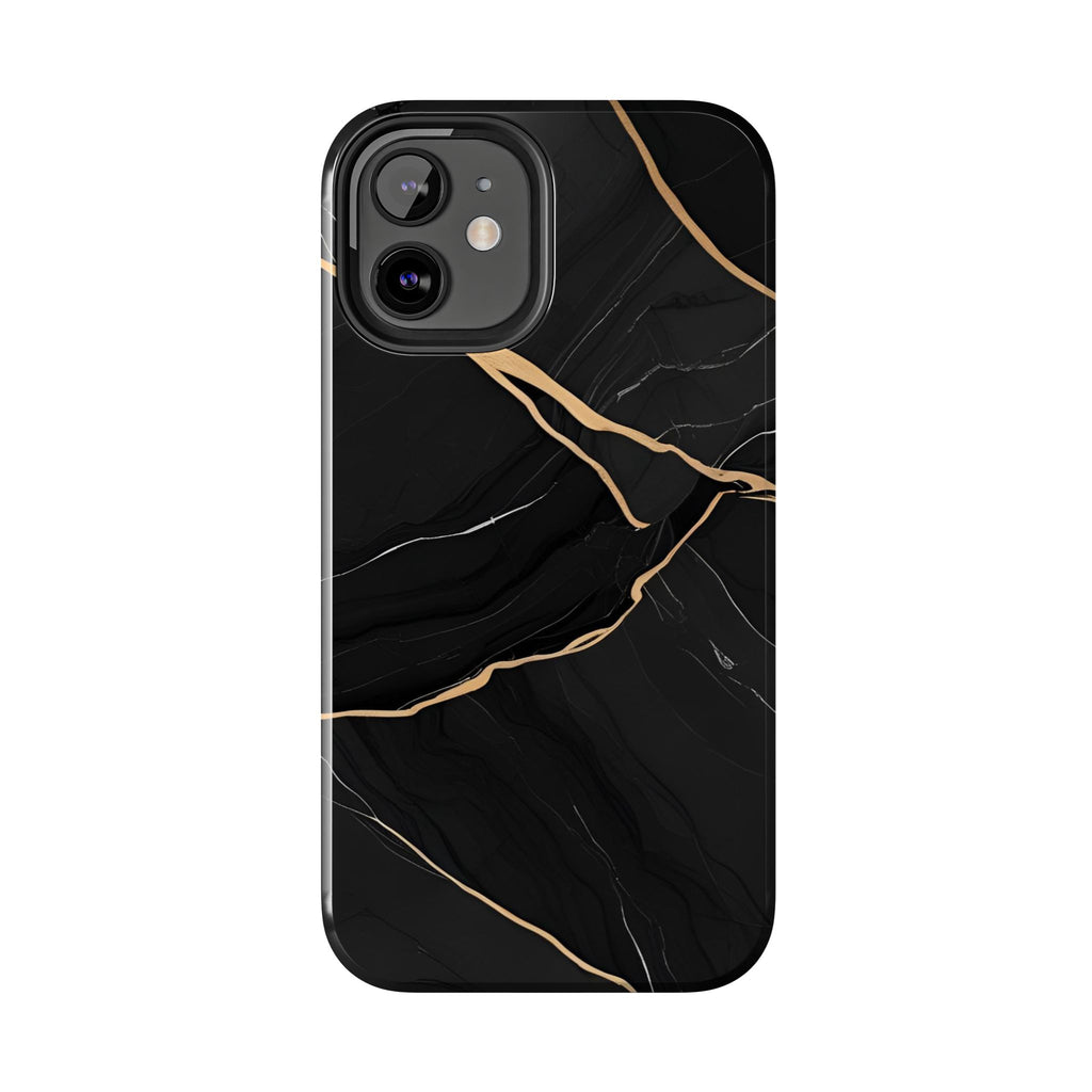 Elegant Black Marble Tough Phone Case | Stylish & Durable Protection
