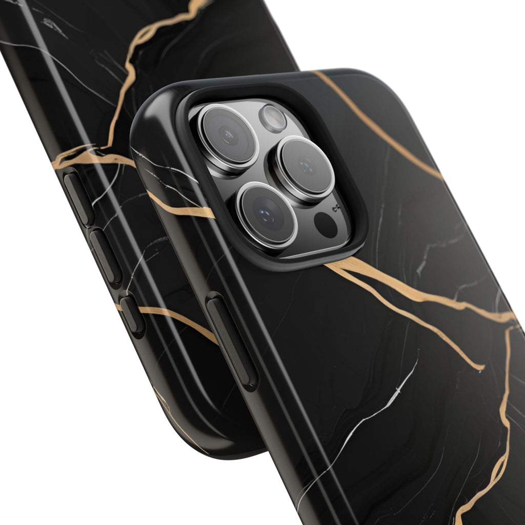 Elegant Black Marble Tough Phone Case | Stylish & Durable Protection