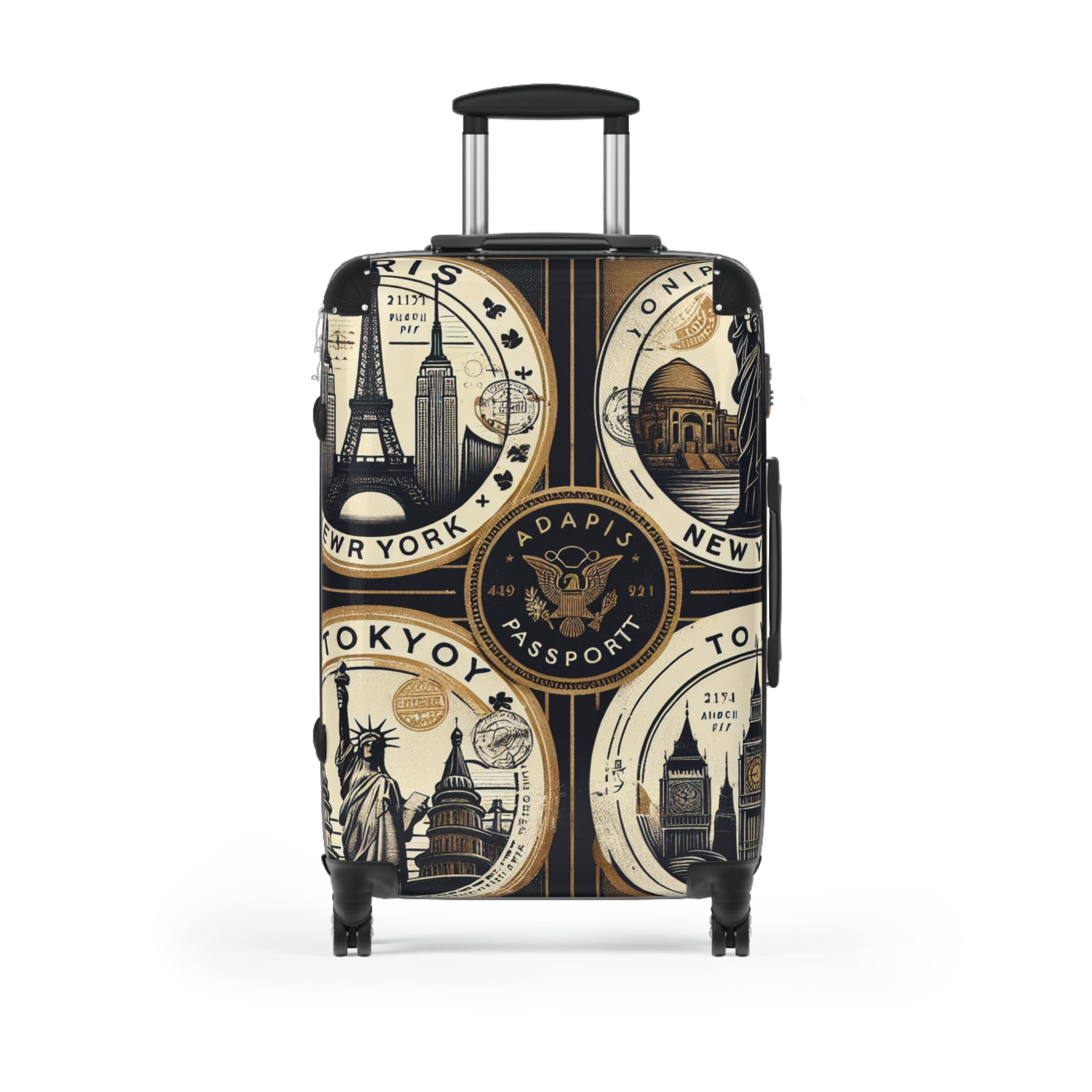 Vintage Travel-Themed Suitcase with Passport Design