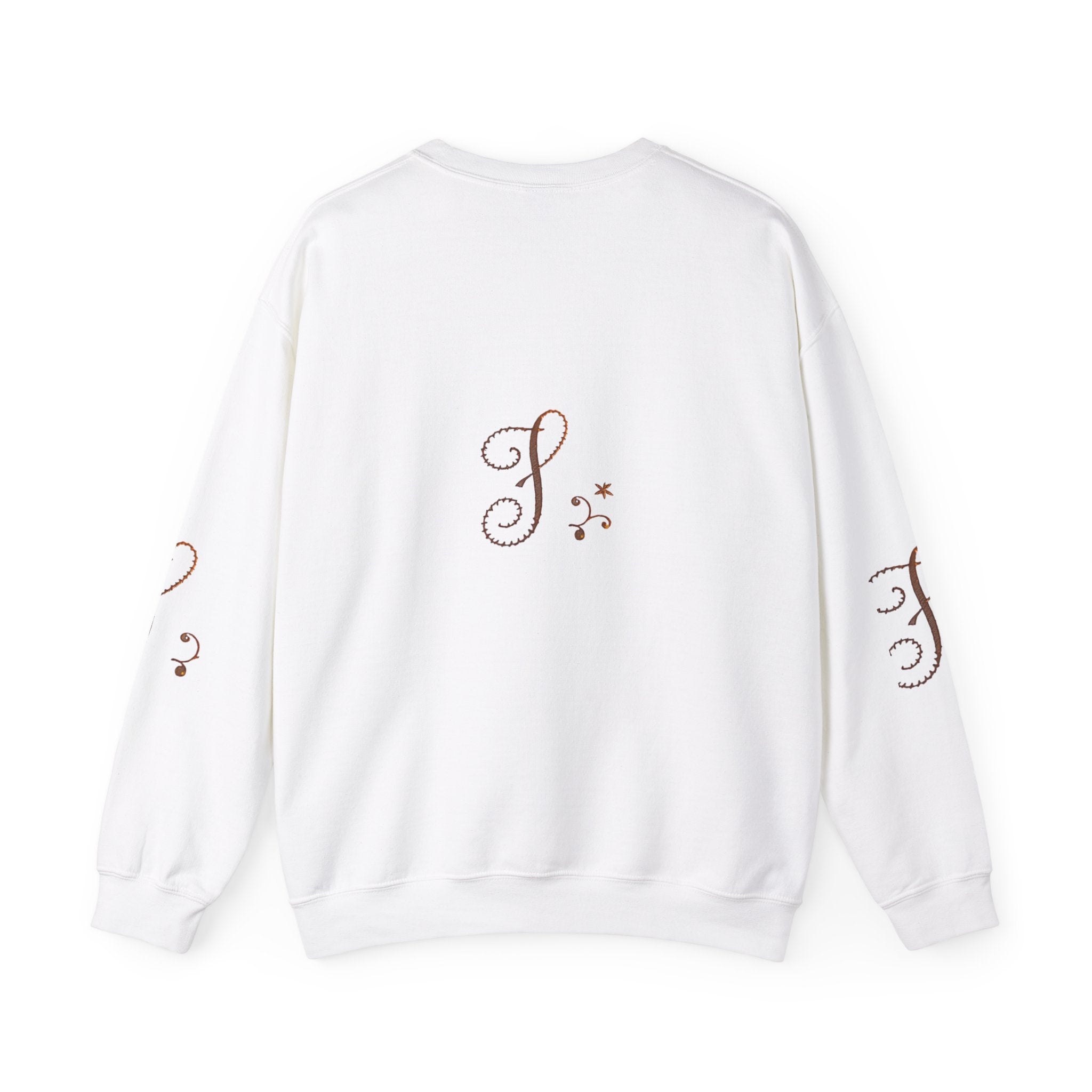 Boho-Chic Unisex Crewneck Sweatshirt with Elegant Embroidery