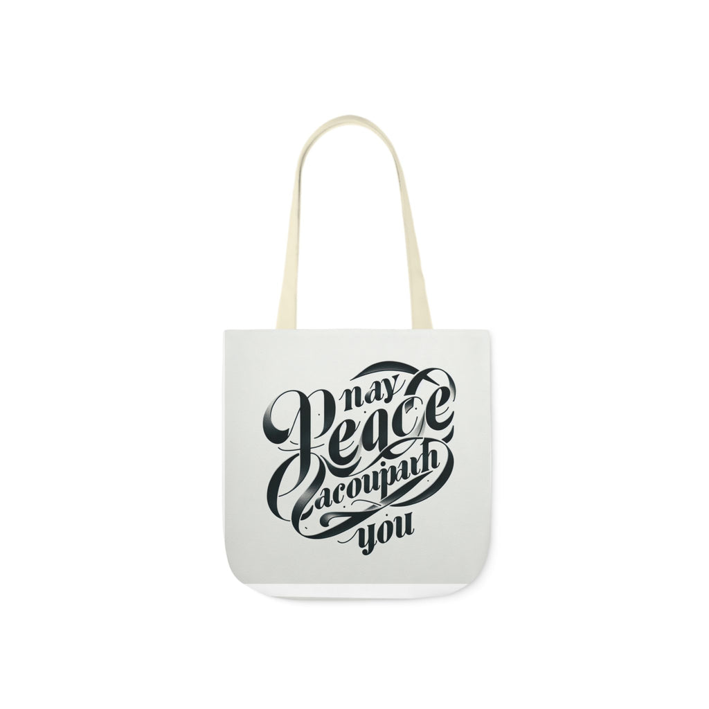 Inspirational Canvas Tote Bag - 5-Color Straps with 'May Peace Accompany You'