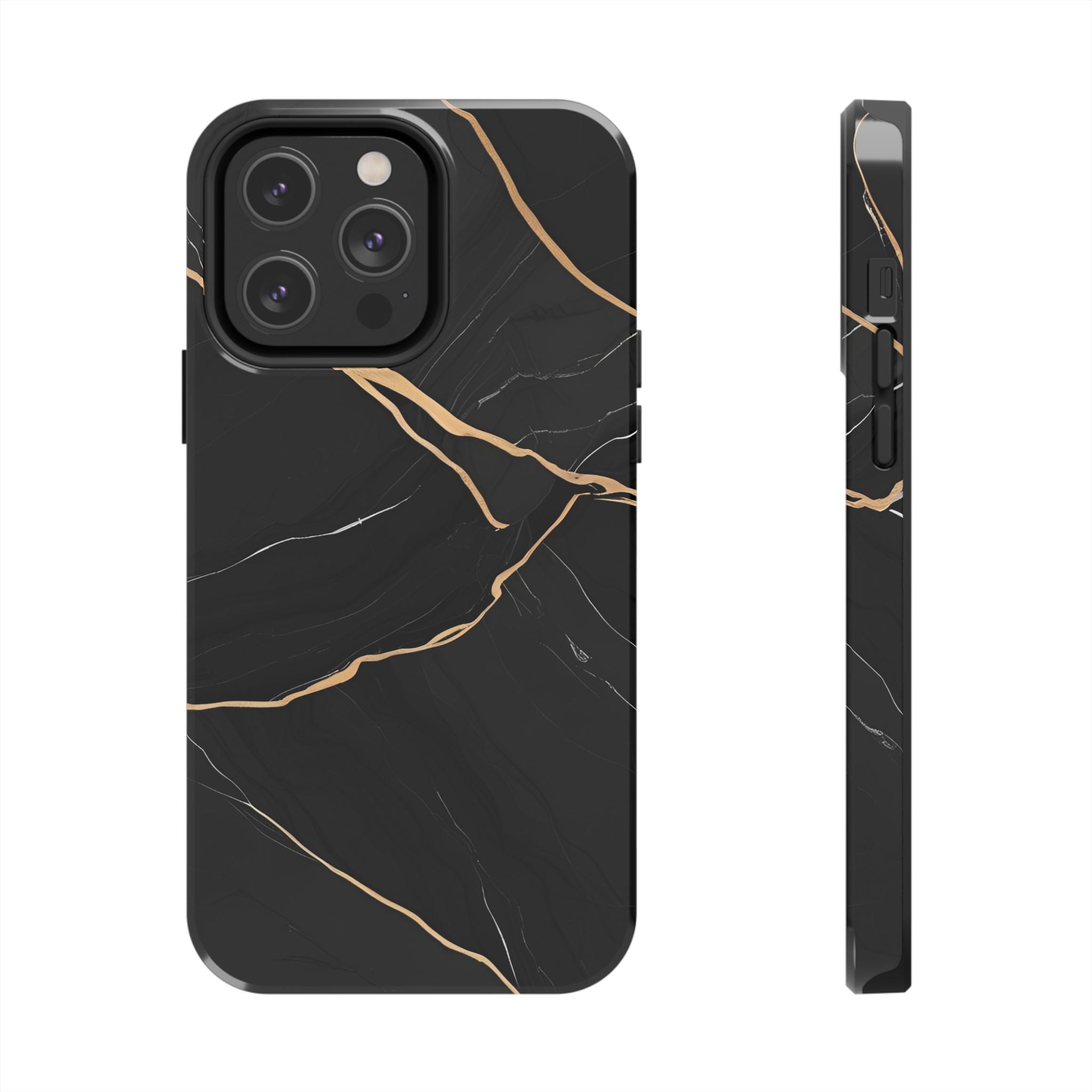Elegant Black Marble Tough Phone Case | Stylish & Durable Protection