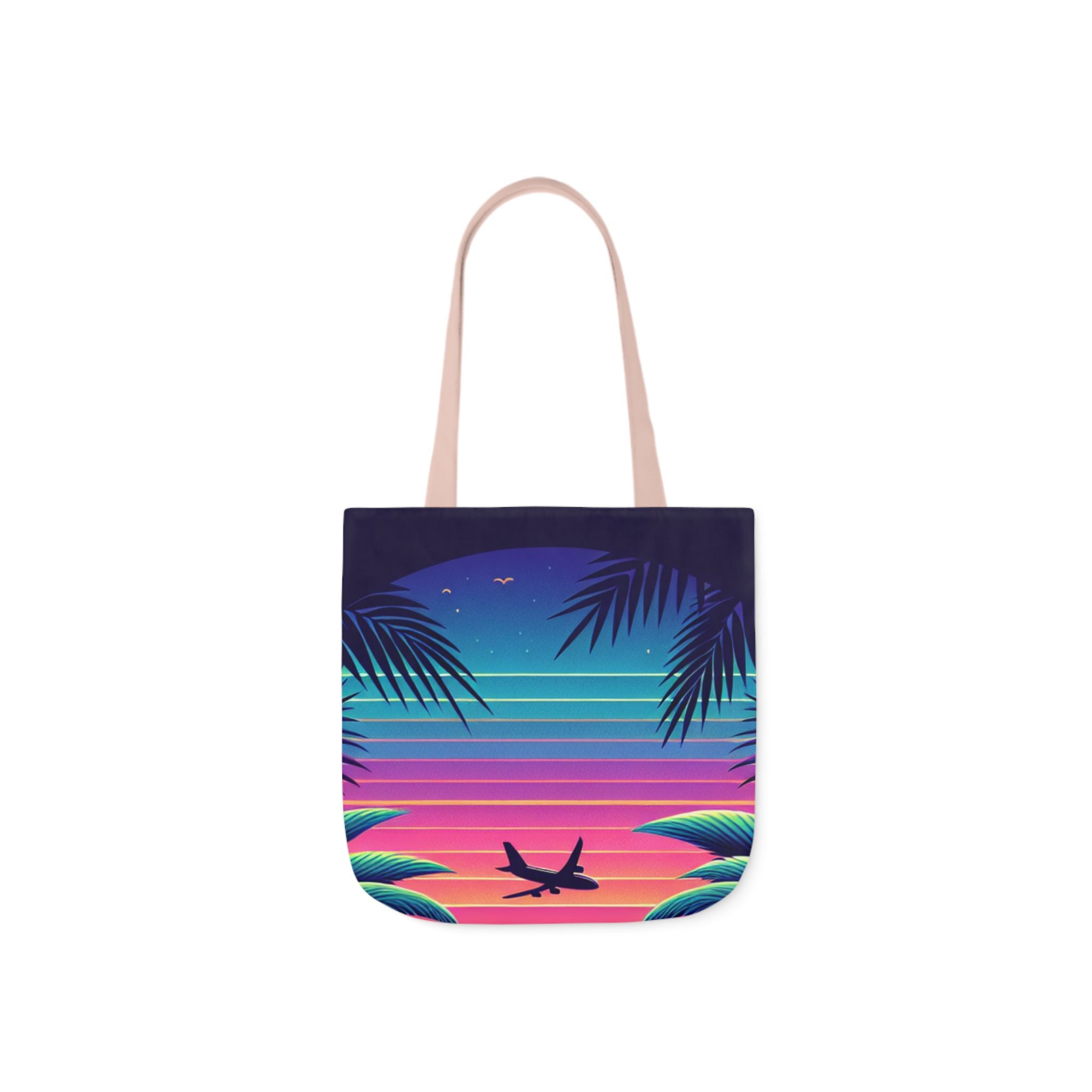 Tropical Sunset Canvas Tote Bag with 5-Color Straps