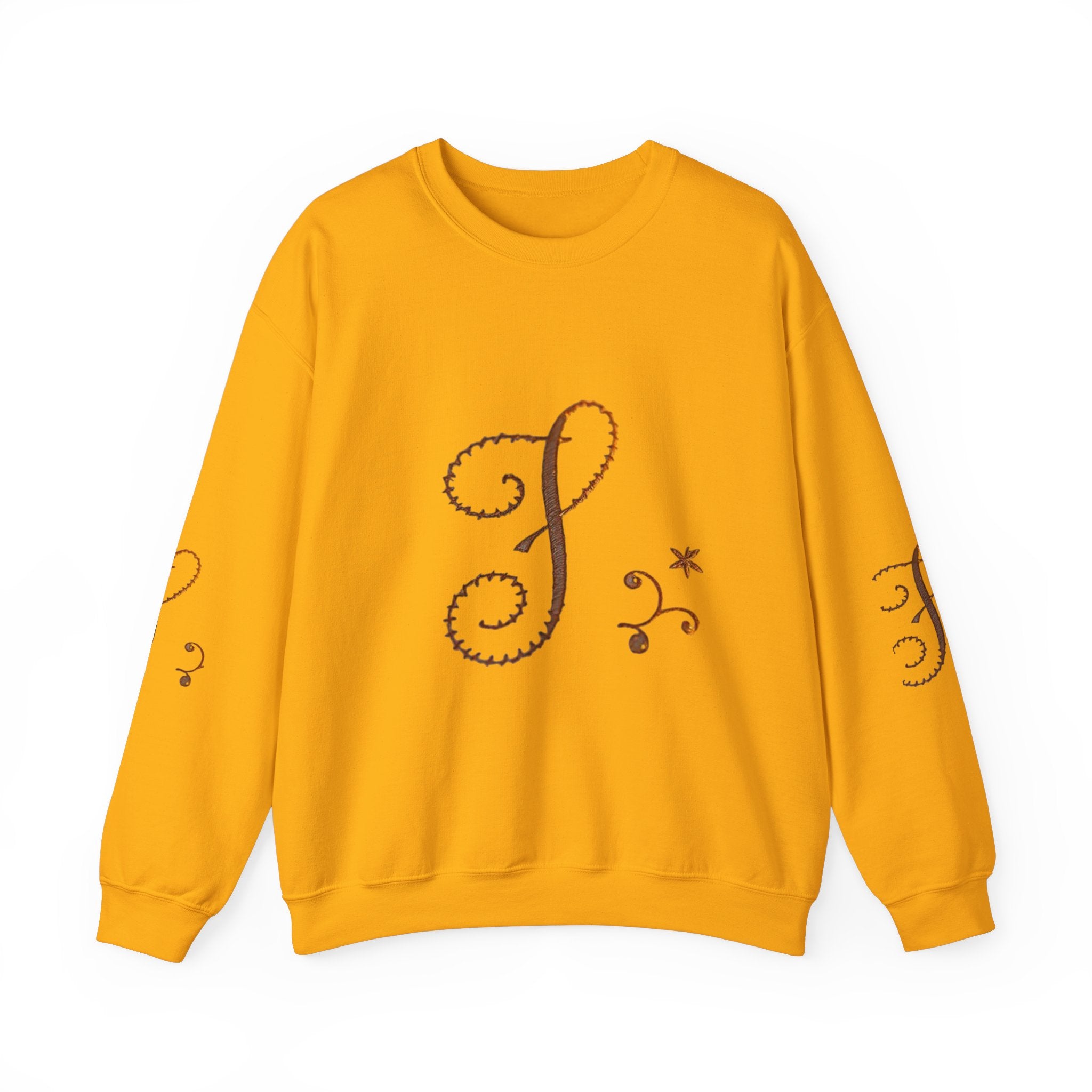 Boho-Chic Unisex Crewneck Sweatshirt with Elegant Embroidery