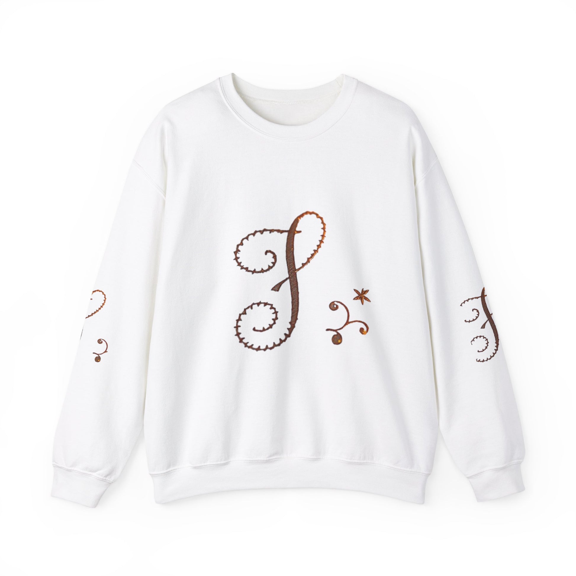 Boho-Chic Unisex Crewneck Sweatshirt with Elegant Embroidery